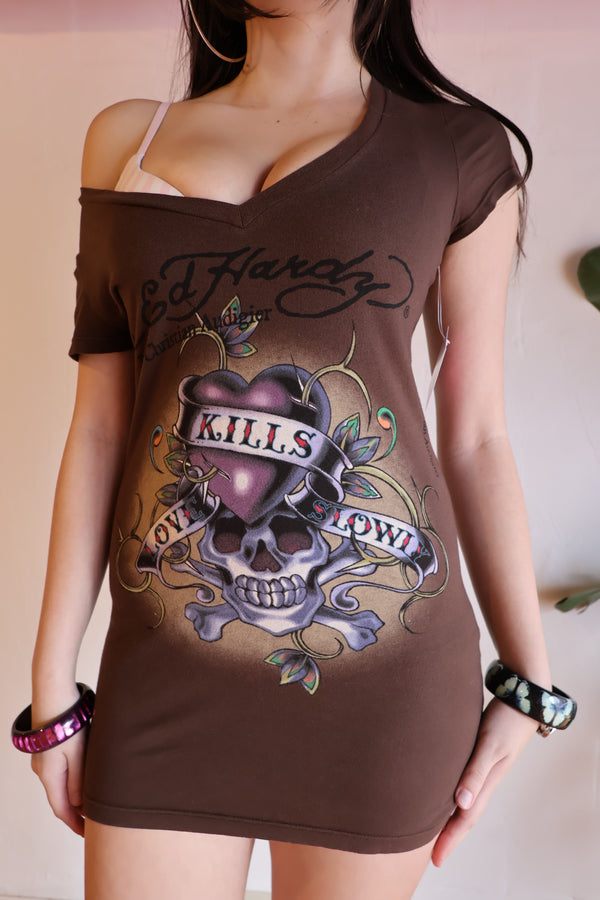 Ed Hardy Brown Dress S/M