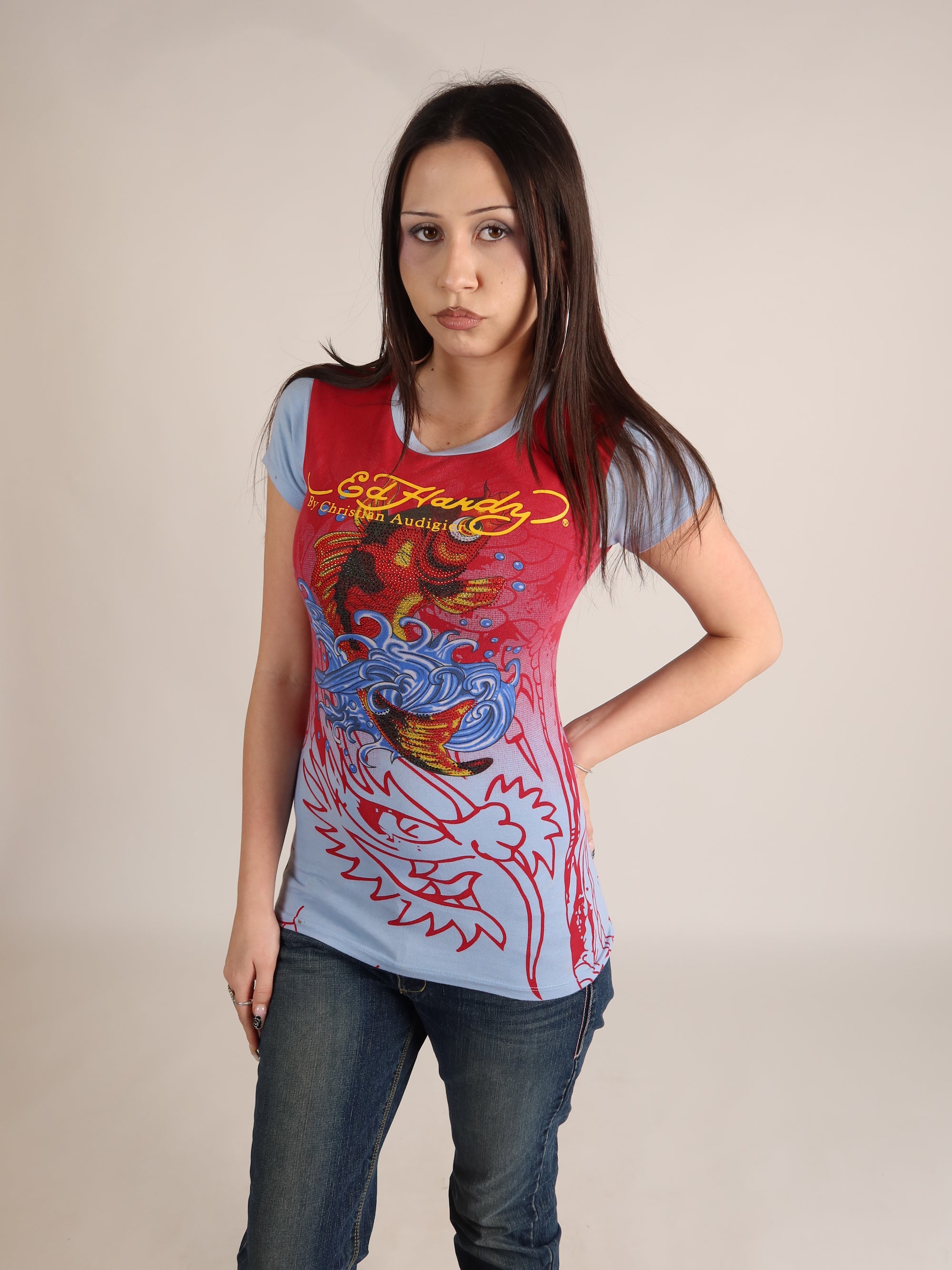 Ed Hardy Rhinestone Tee S