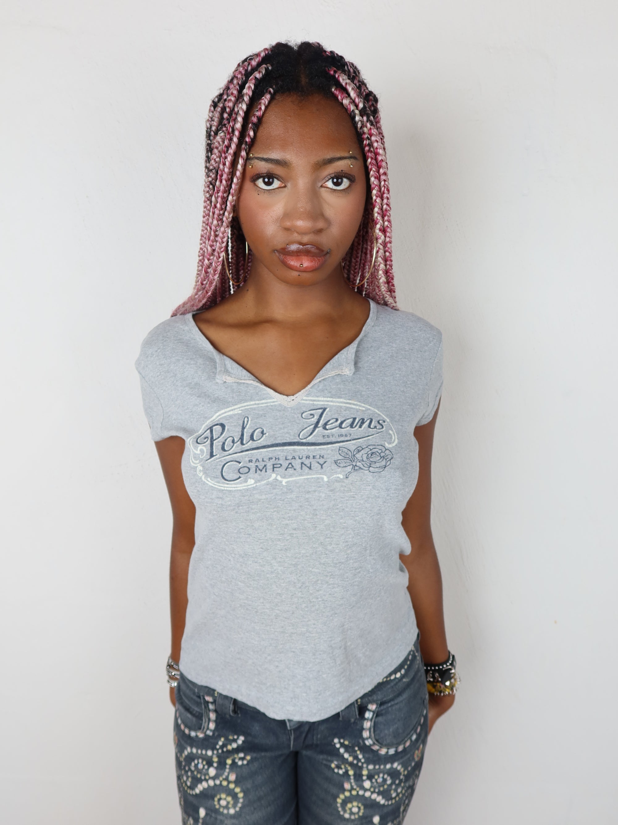 Vtg Ralph Lauren Rose Tee M