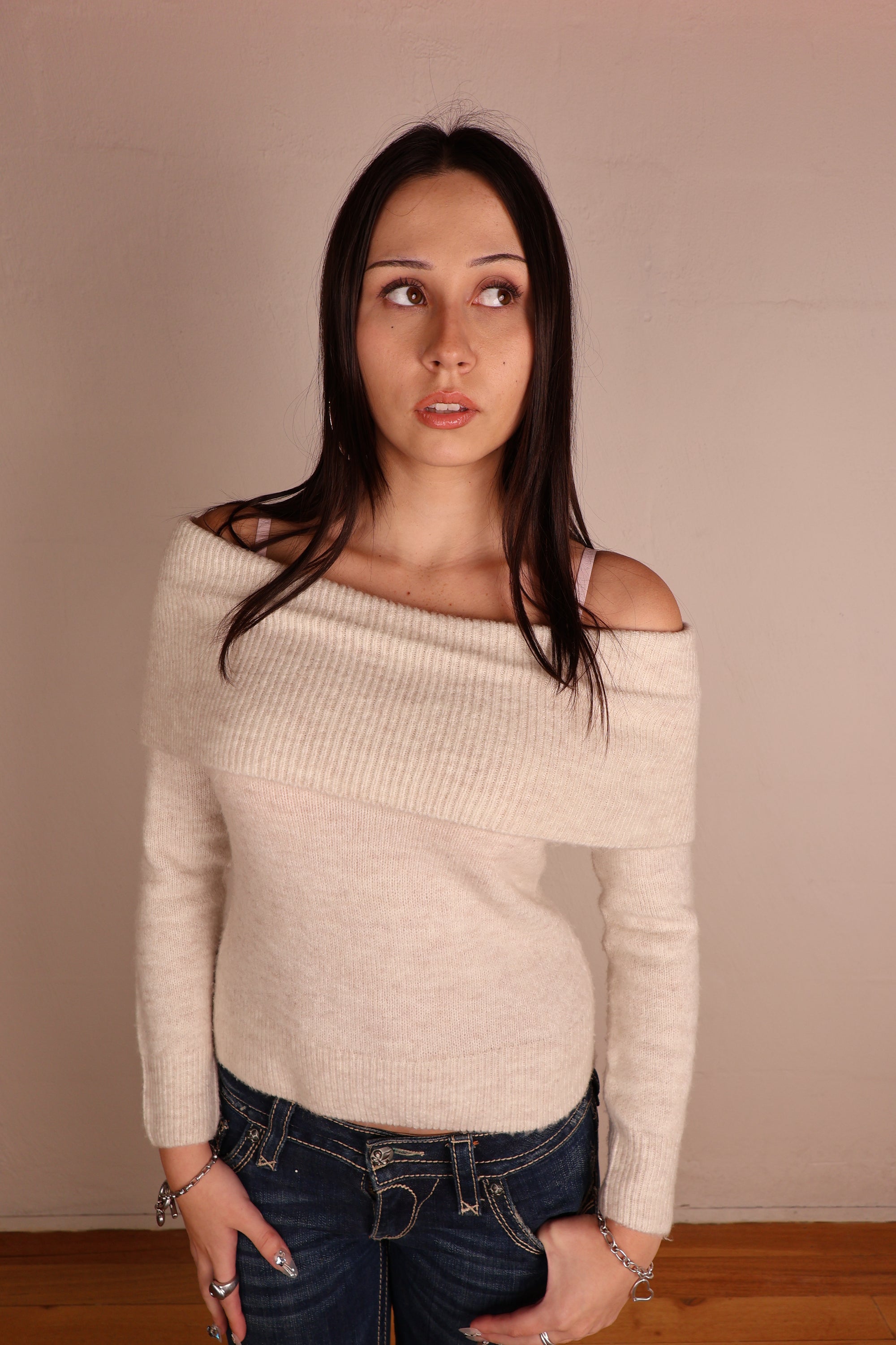 2000s Off Shoulder Knit S/M