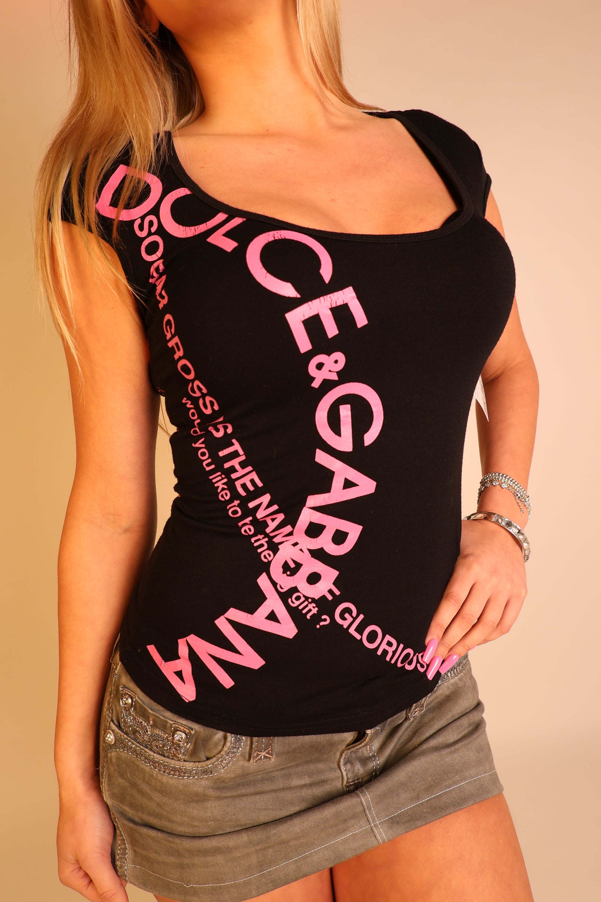 Dolce & Gabbana Pink and Black Top S/M