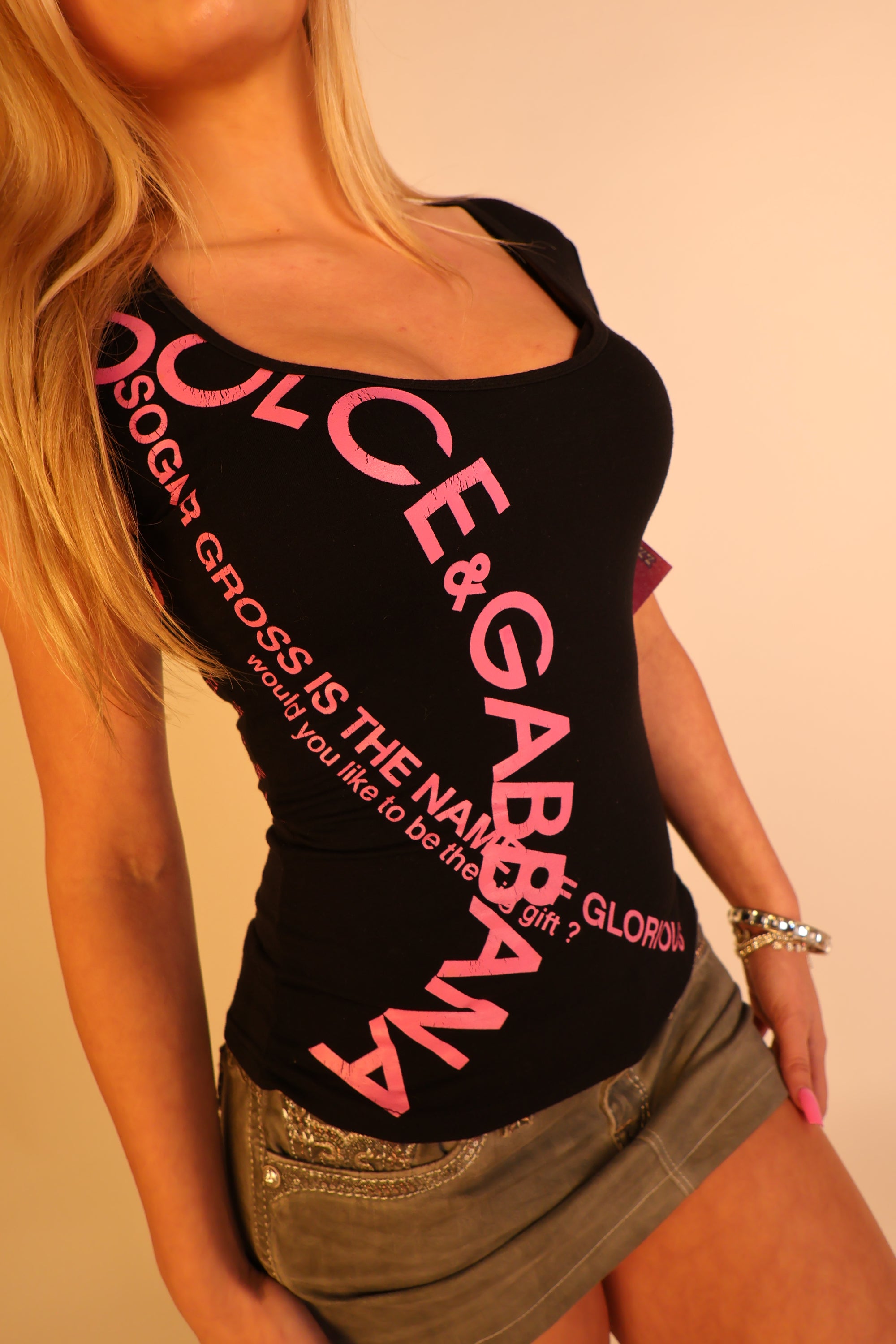 Dolce & Gabbana Pink and Black Top S/M