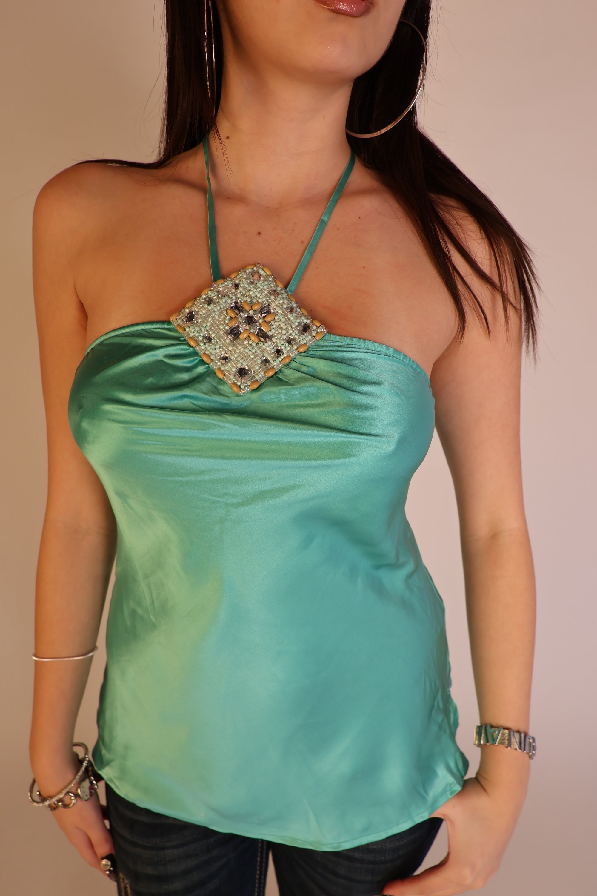 Guess Aquamarine Halter Top S/M