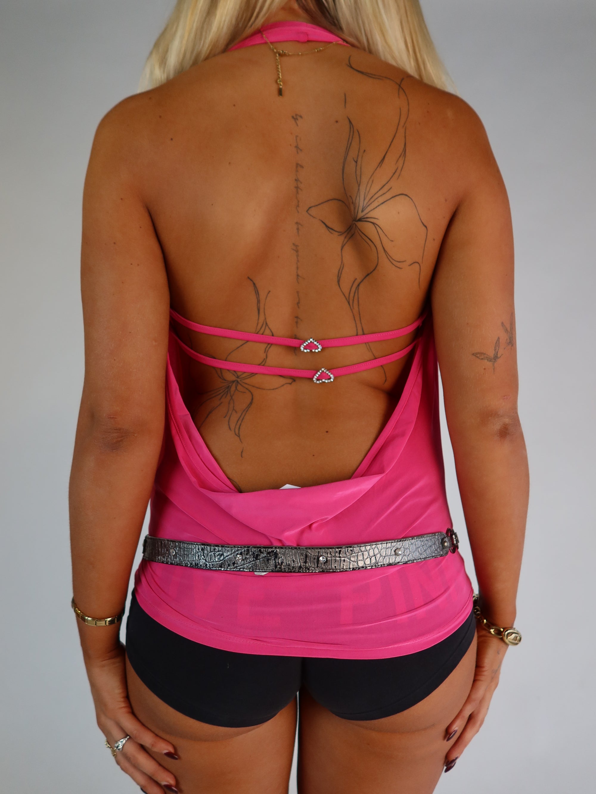 Pink Cowl Open Back Halter Top M