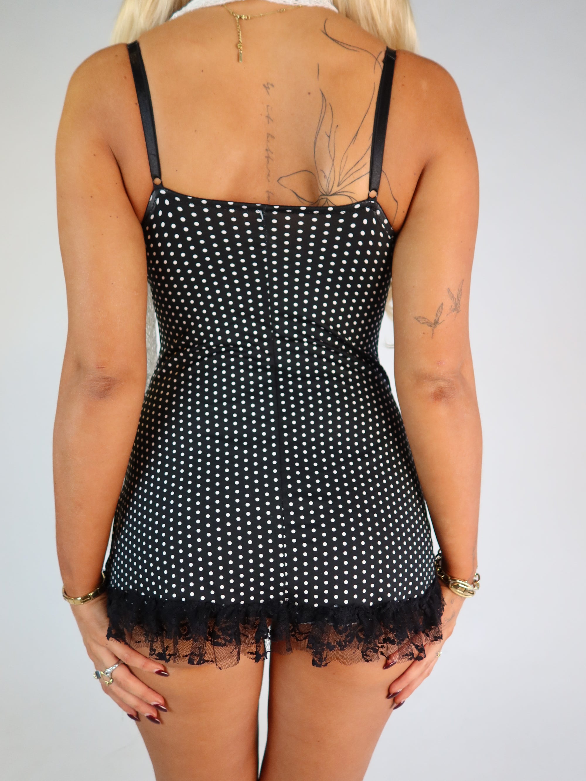 Polka Dot Lace Festi Mini Dress L