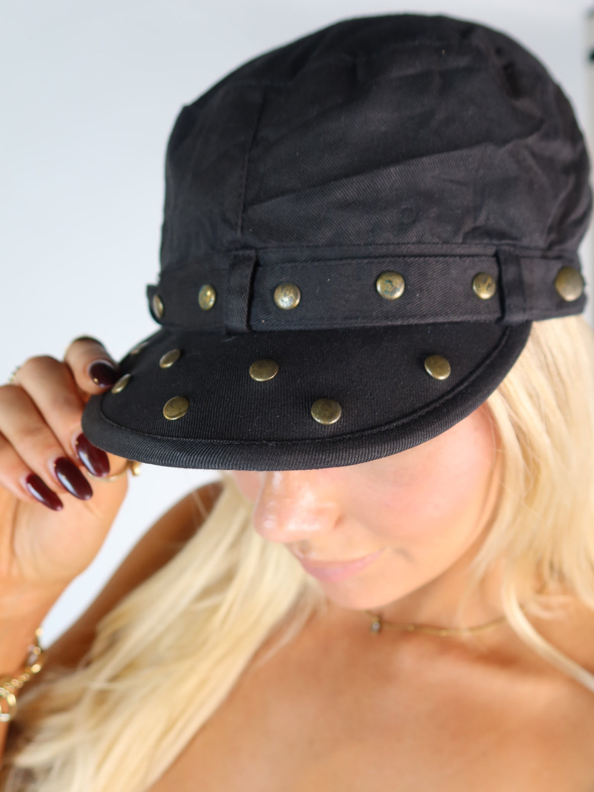 Black Studded Festi Cap