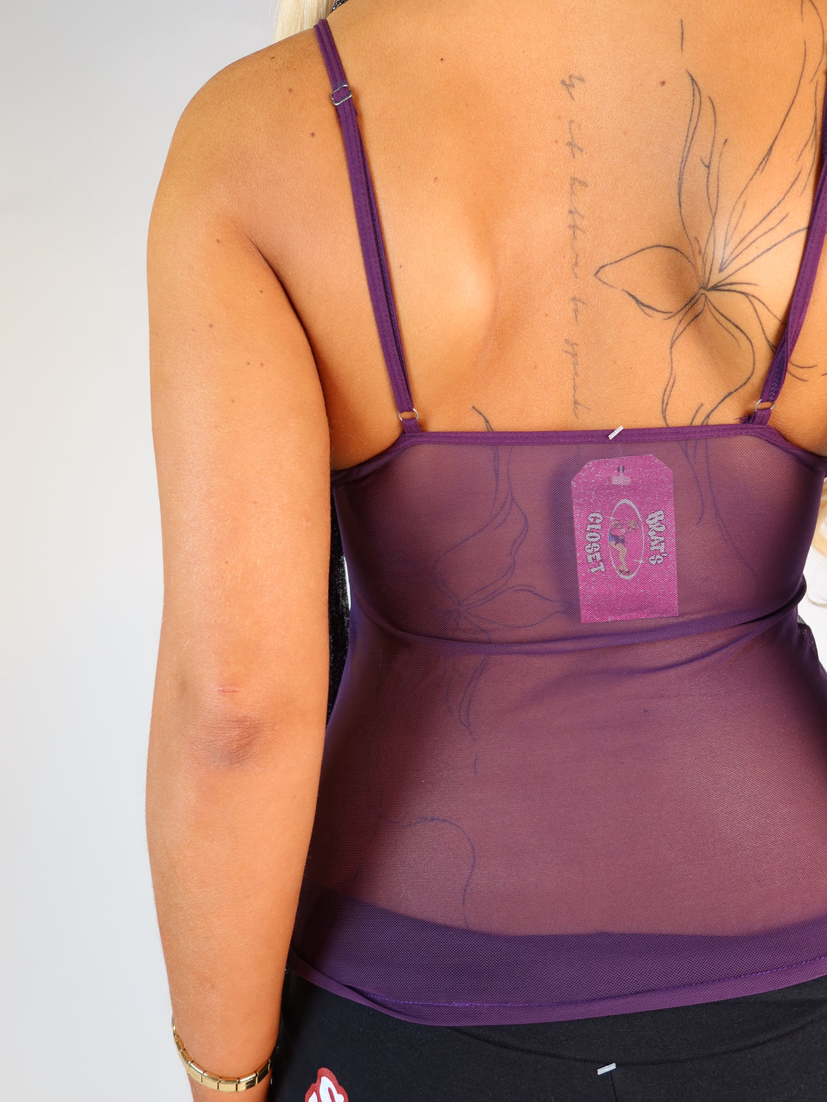 Purple Lace & Mesh Bow Cami S/M