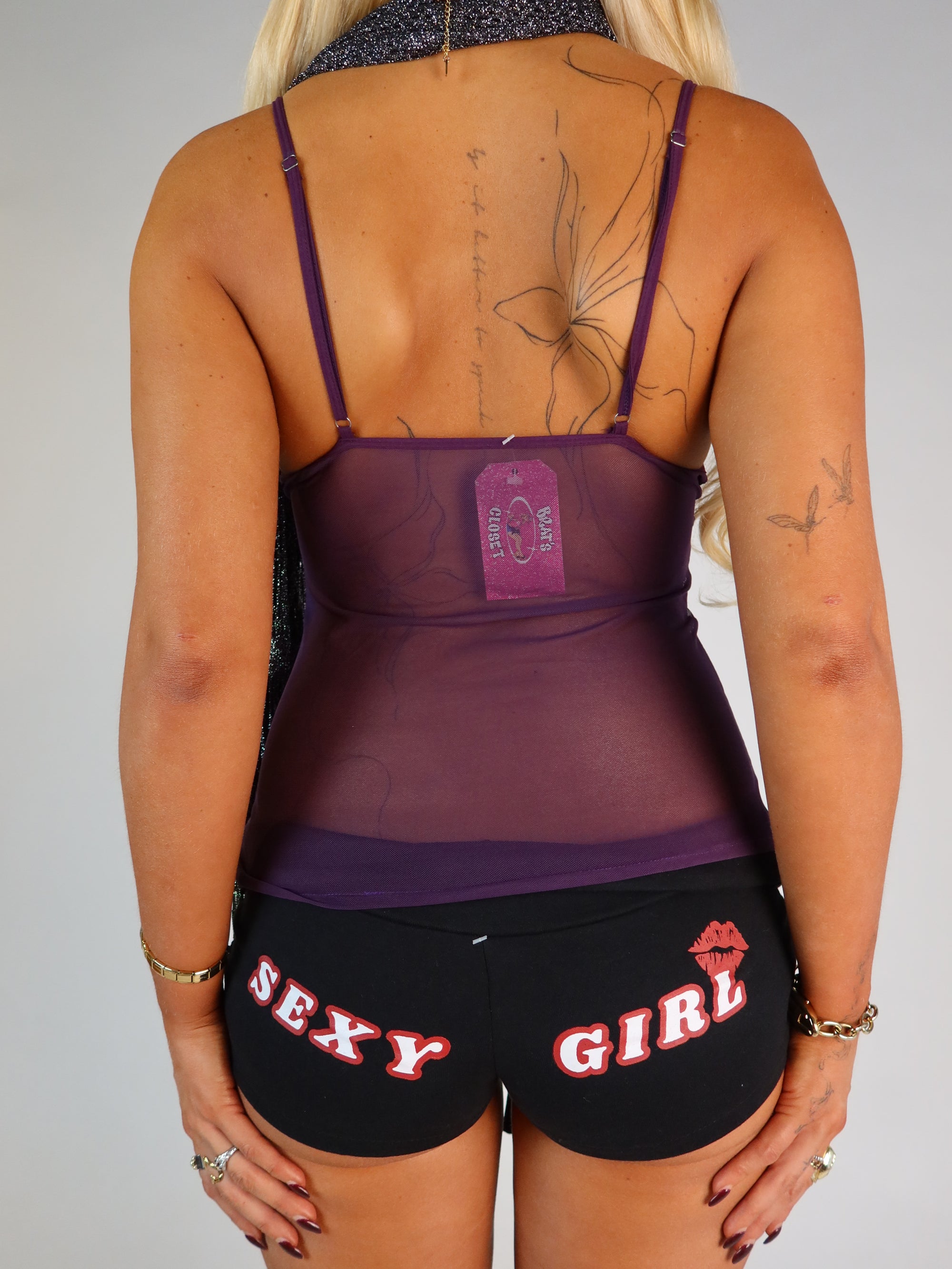 Purple Lace & Mesh Bow Cami S/M