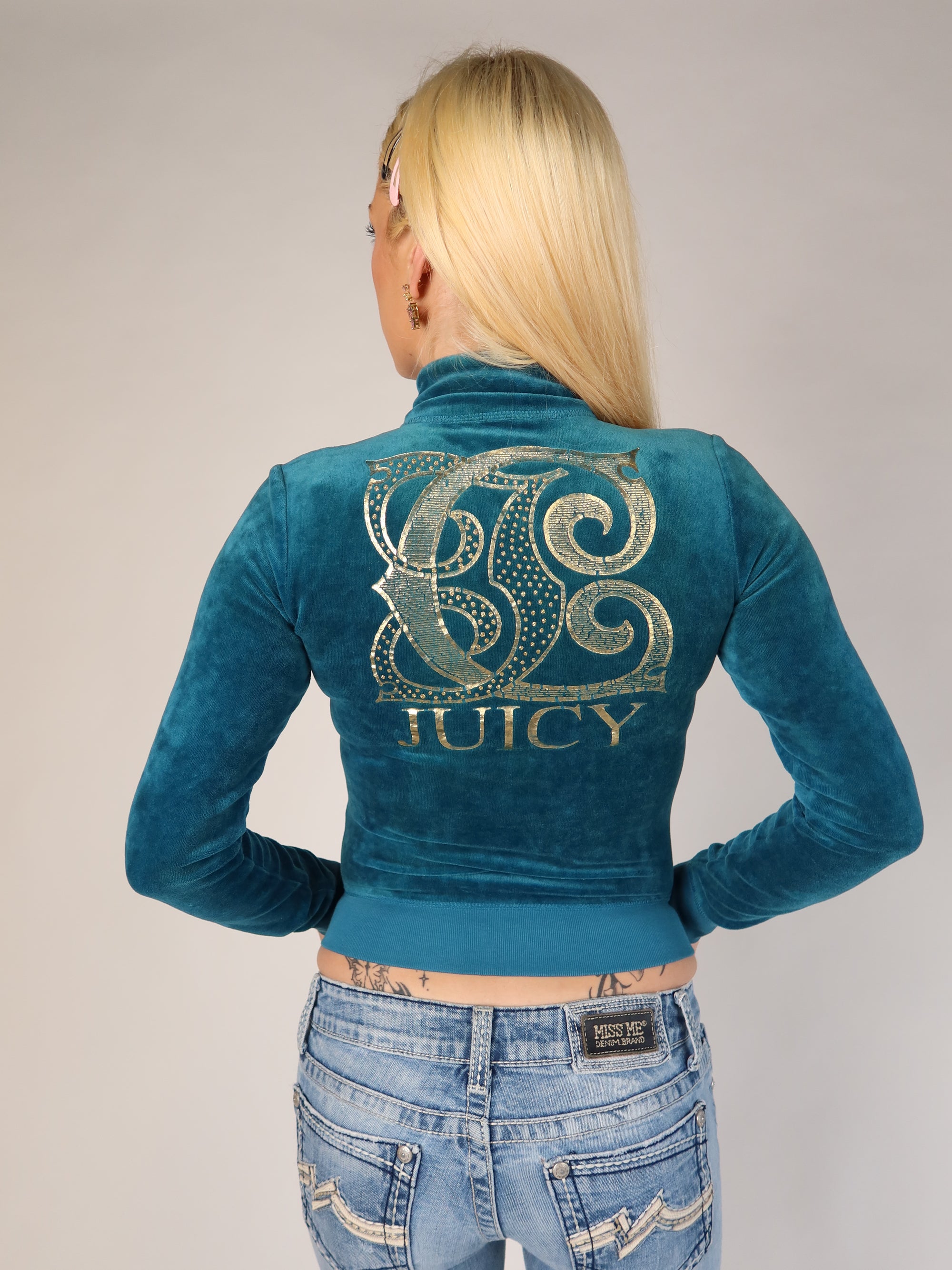 Juicy Couture Teal Velour Zip Hoodie XS/S