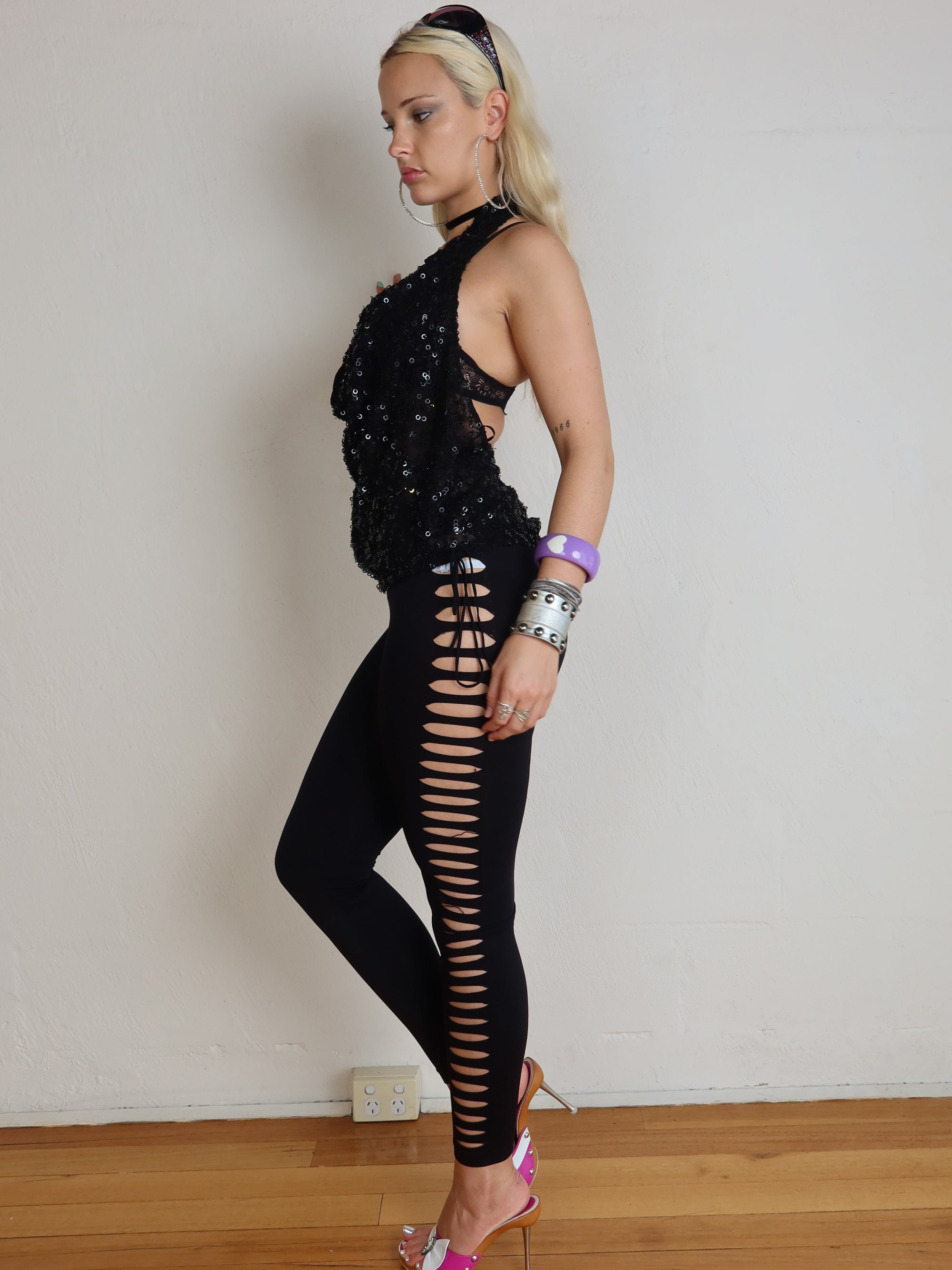 Y2K Halter Sequin Top S