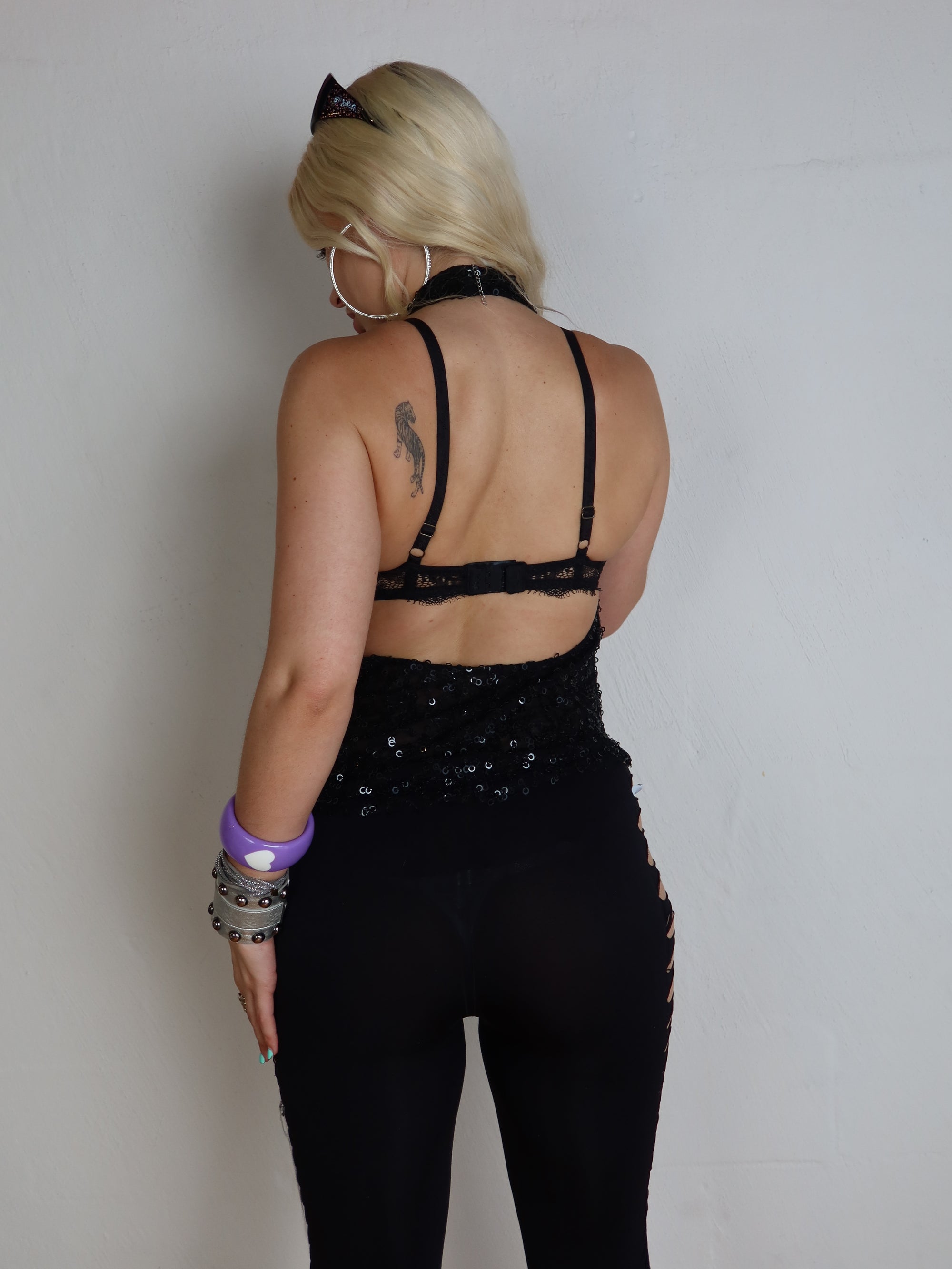 Y2K Halter Sequin Top S