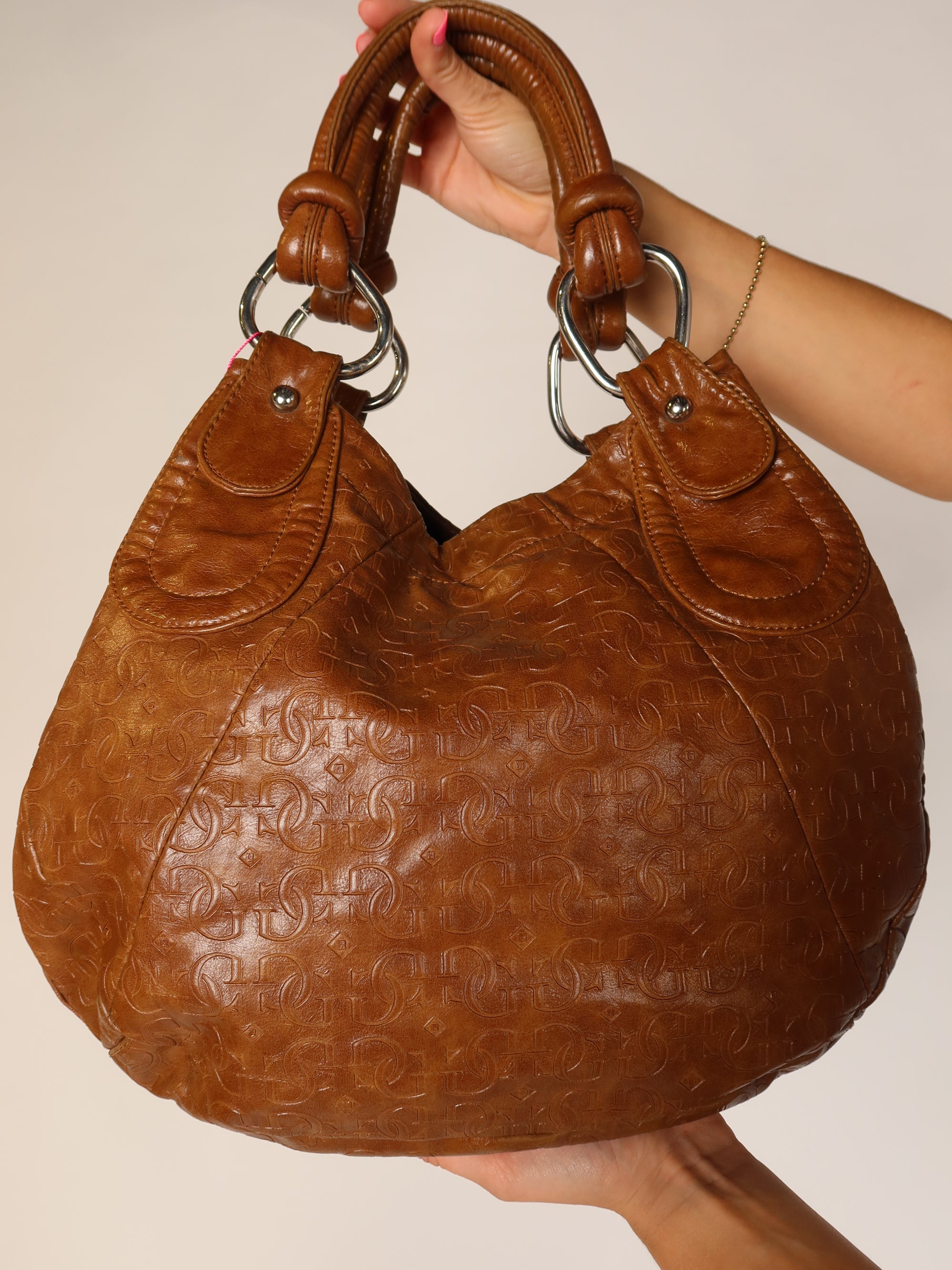 Guess Tan Embossed Hobo Bag