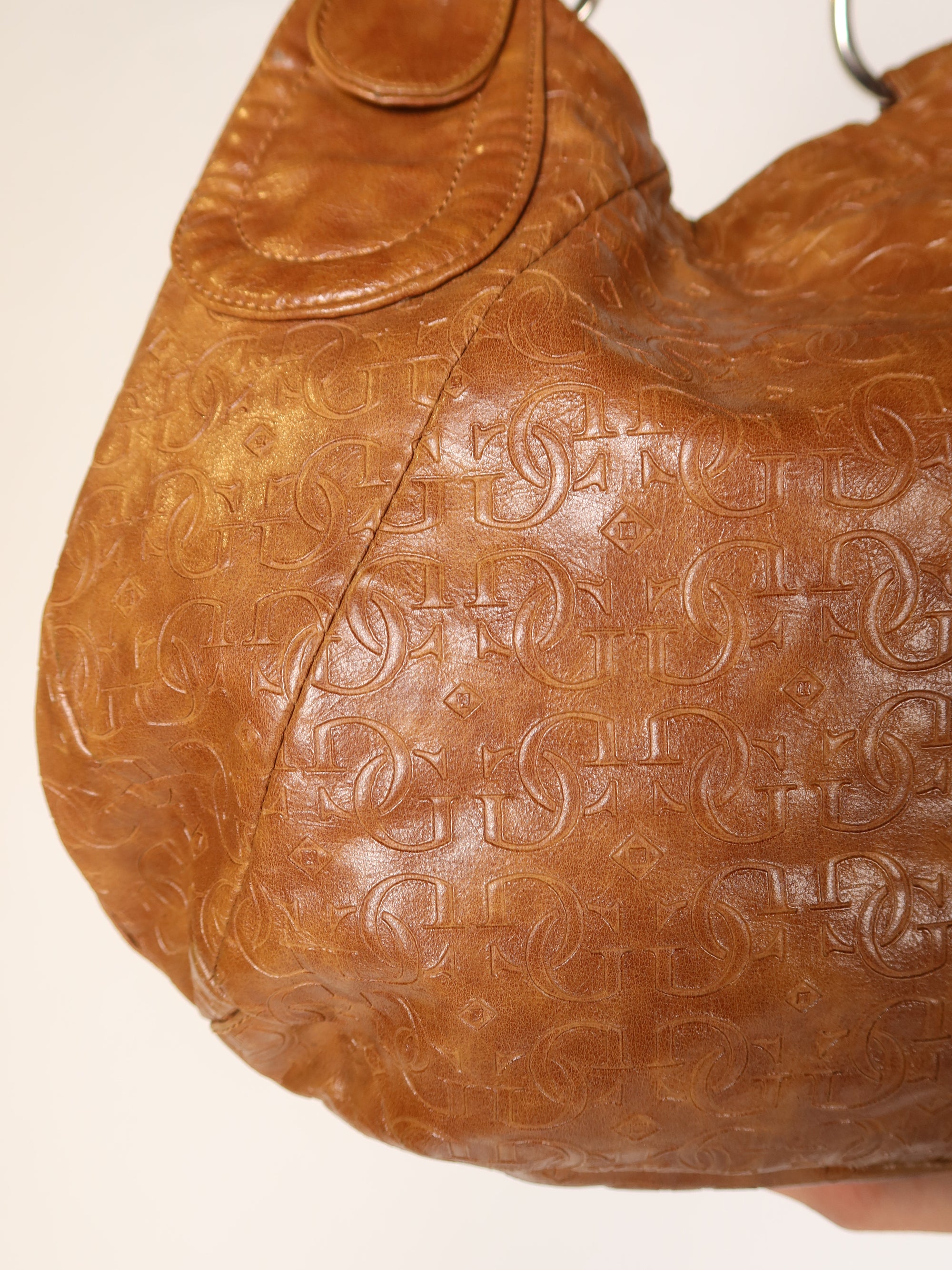 Guess Tan Embossed Hobo Bag