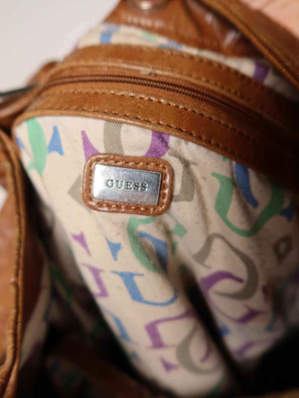 Guess Tan Embossed Hobo Bag