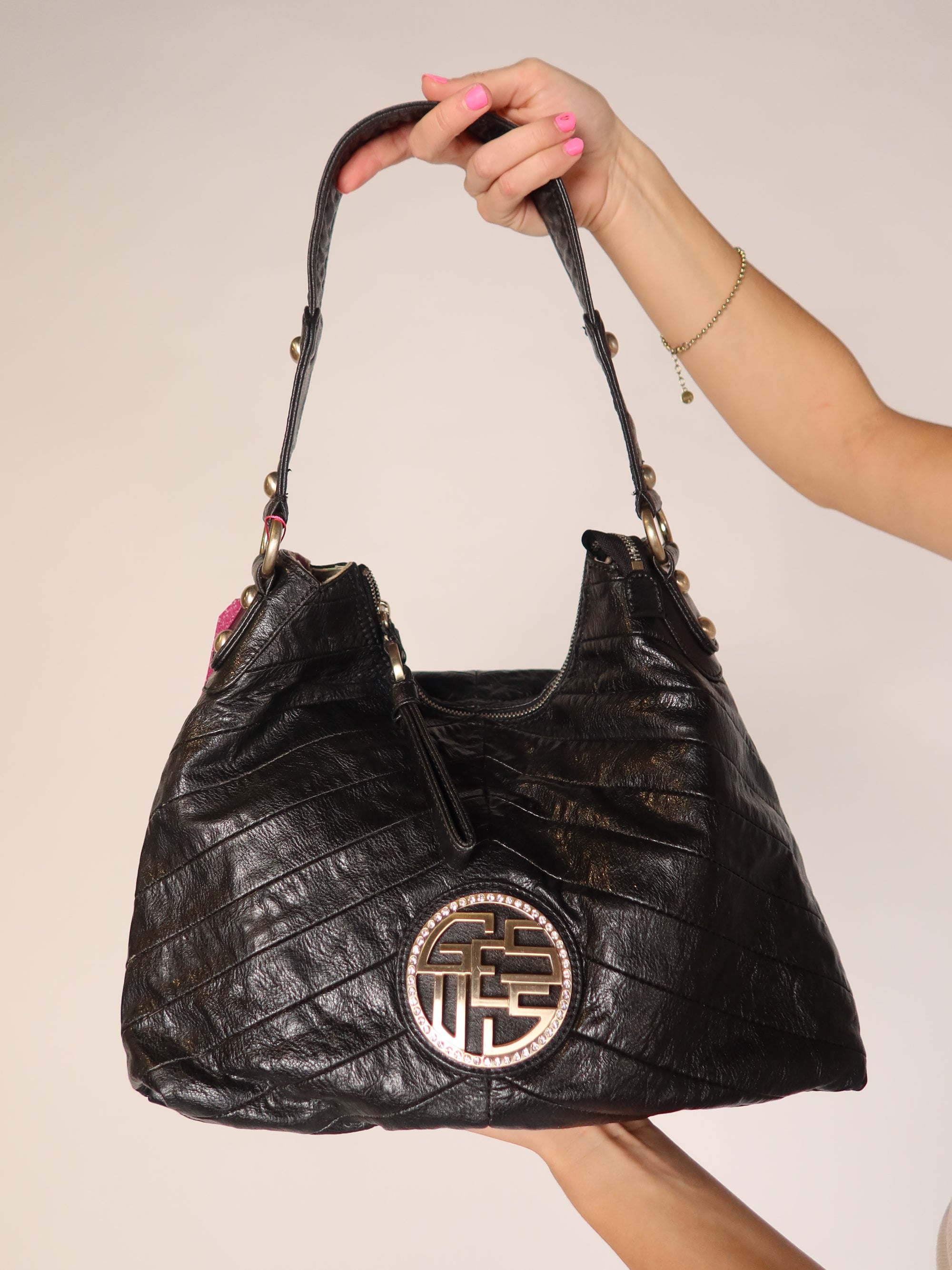 Guess Leather Quilted Hobo Bag