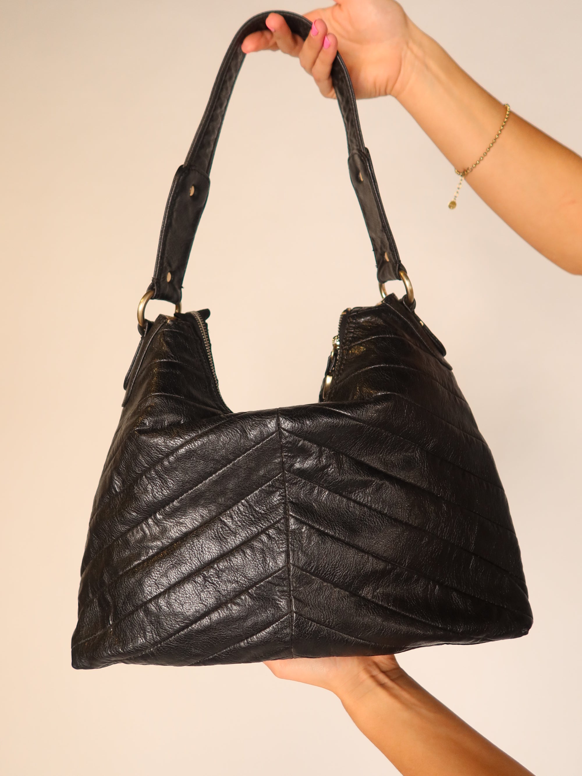 Guess Leather Quilted Hobo Bag