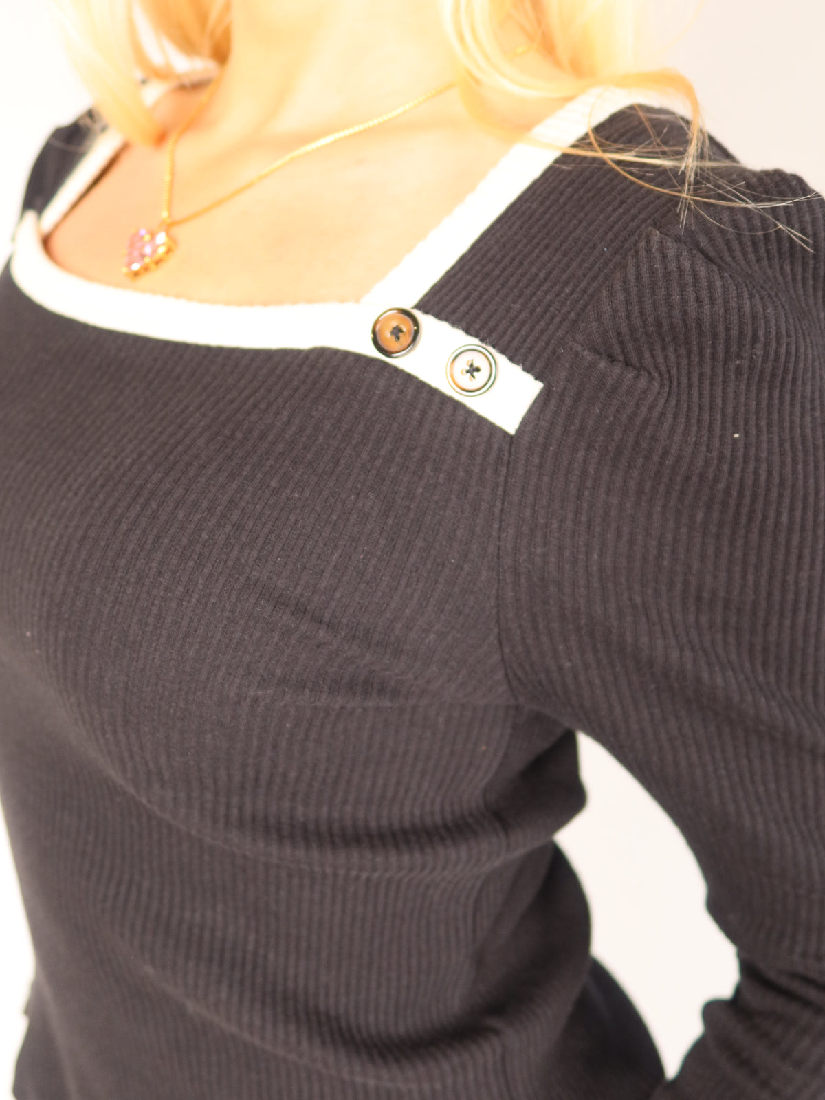 Ribbed Square-Neck Top S/M