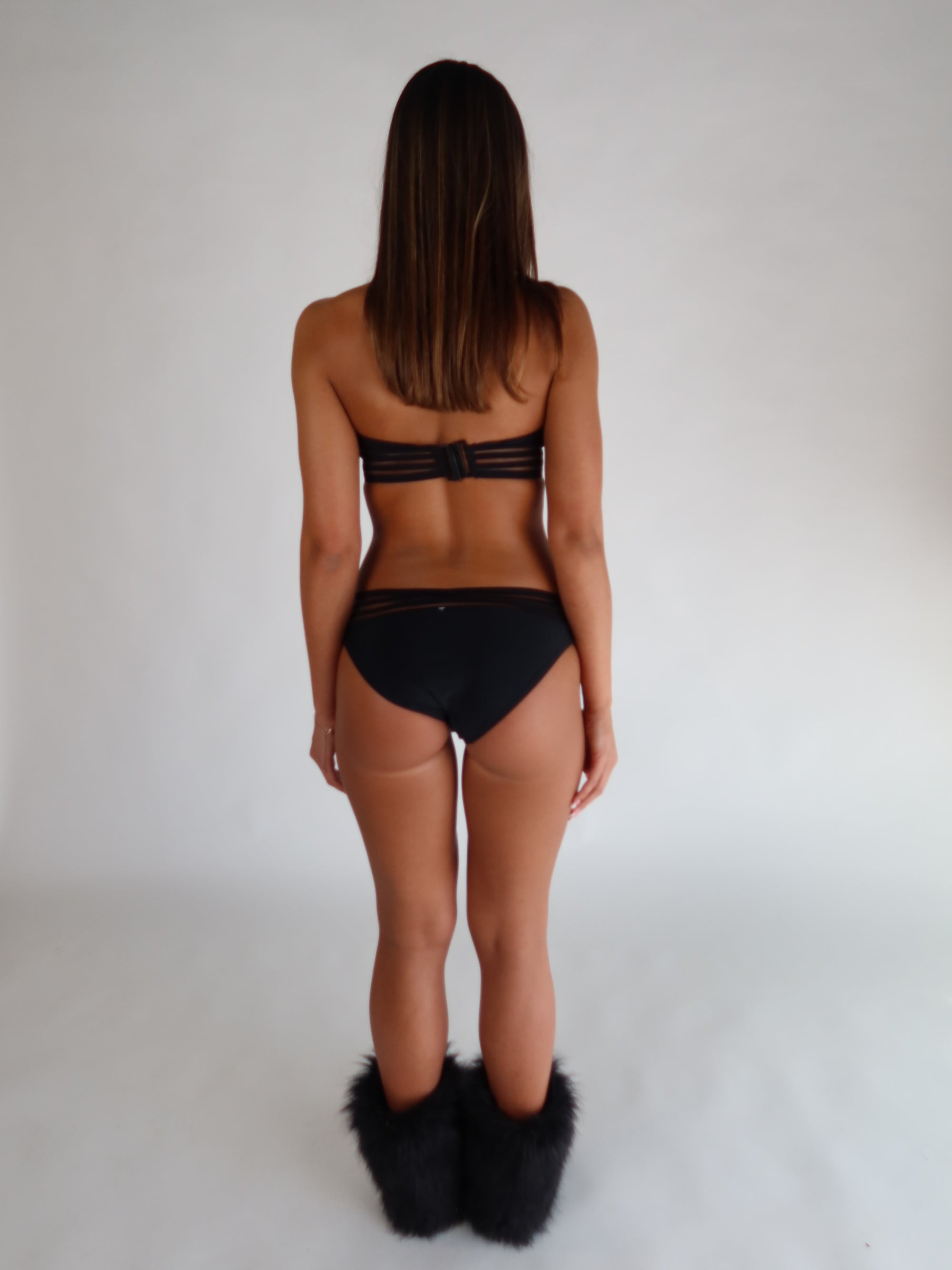 Sheer Stripe Bandeau Bikini XS