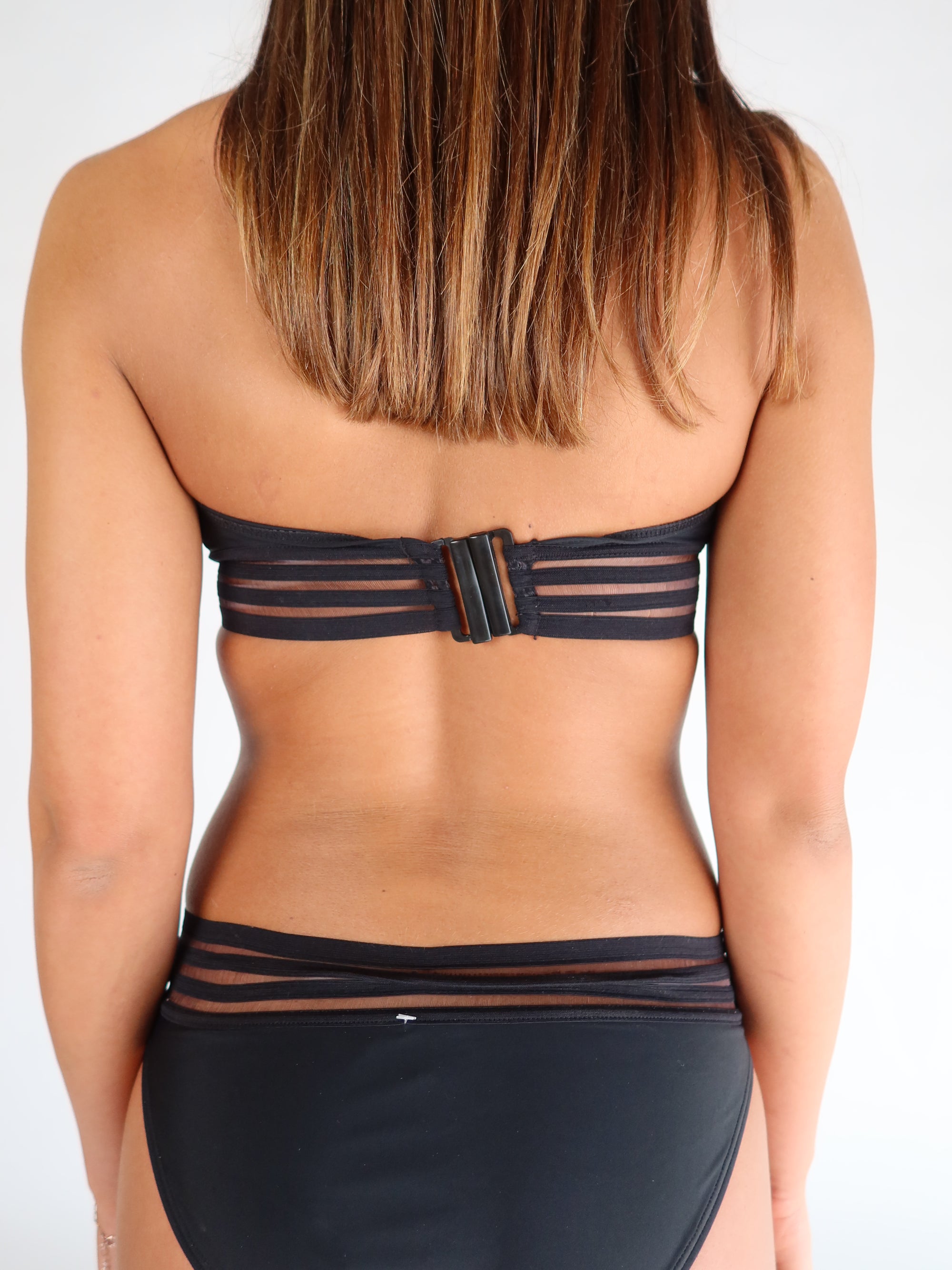 Sheer Stripe Bandeau Bikini XS