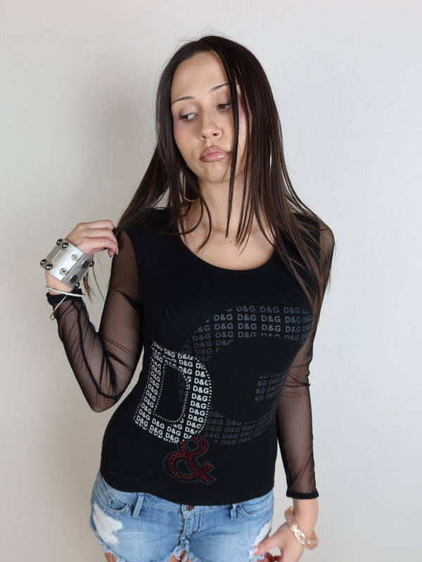 Vintage Dolce & Gabbana mesh top, Y2K resale clothing at Brat's Closet.