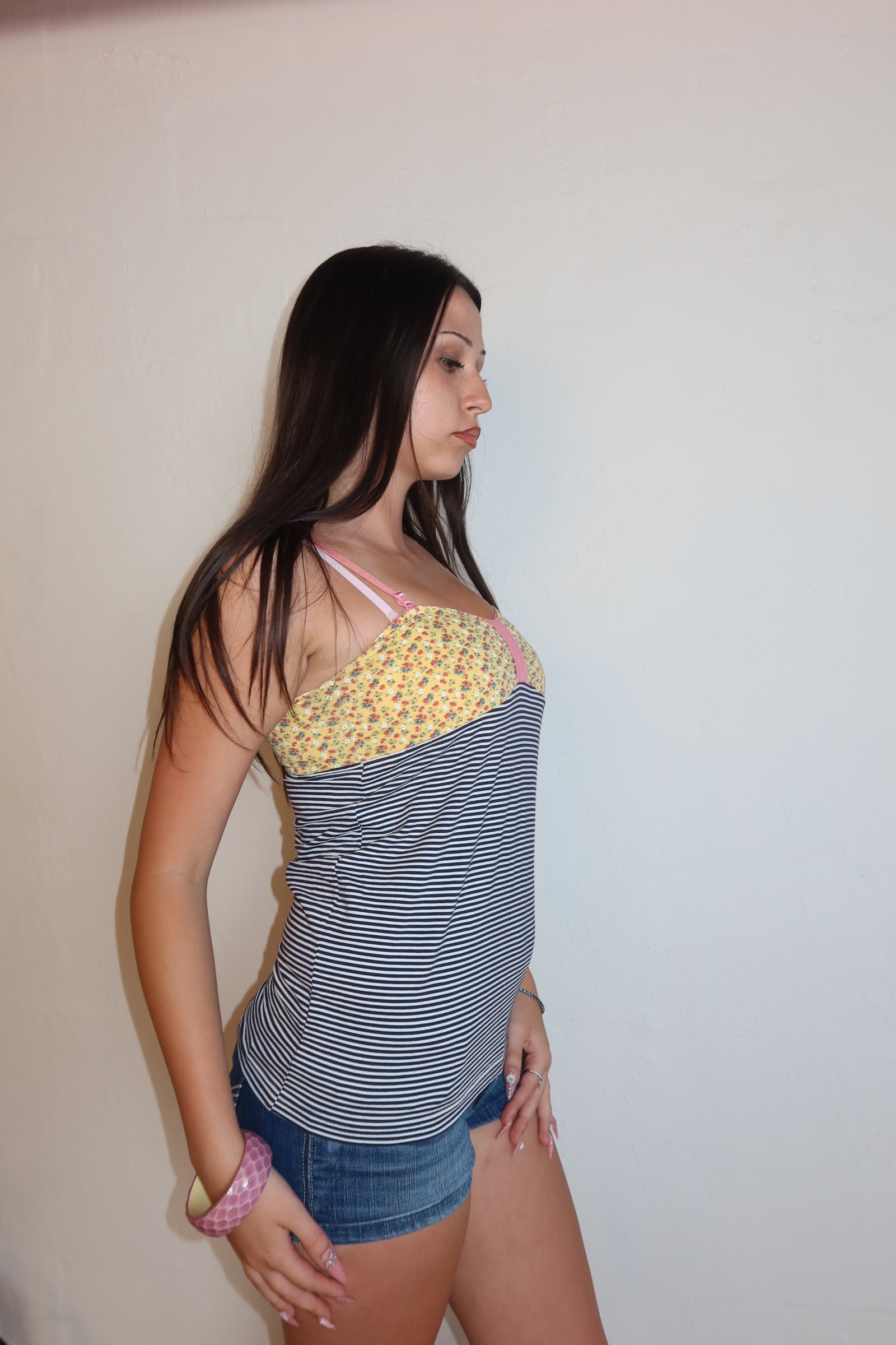 Babydoll Long Striped Tank M