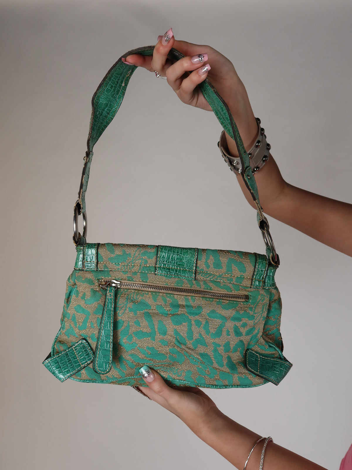 Guess Green Animal Print Bag