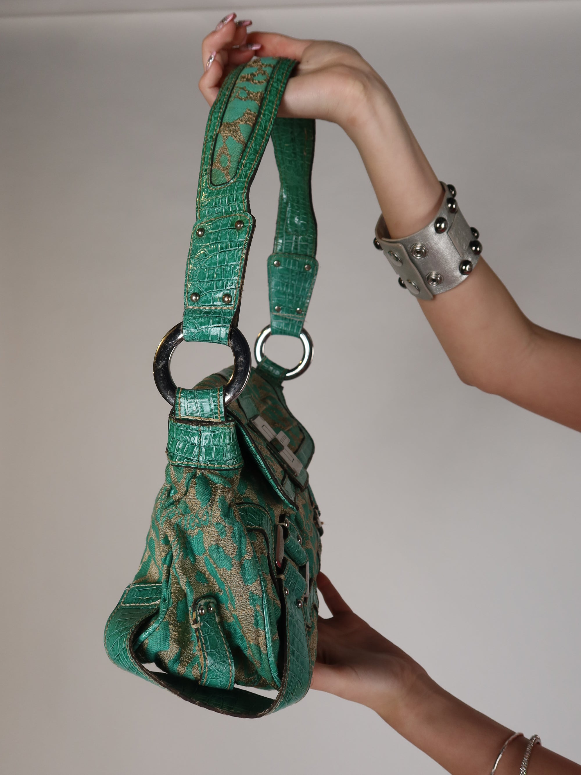 Guess Green Animal Print Bag