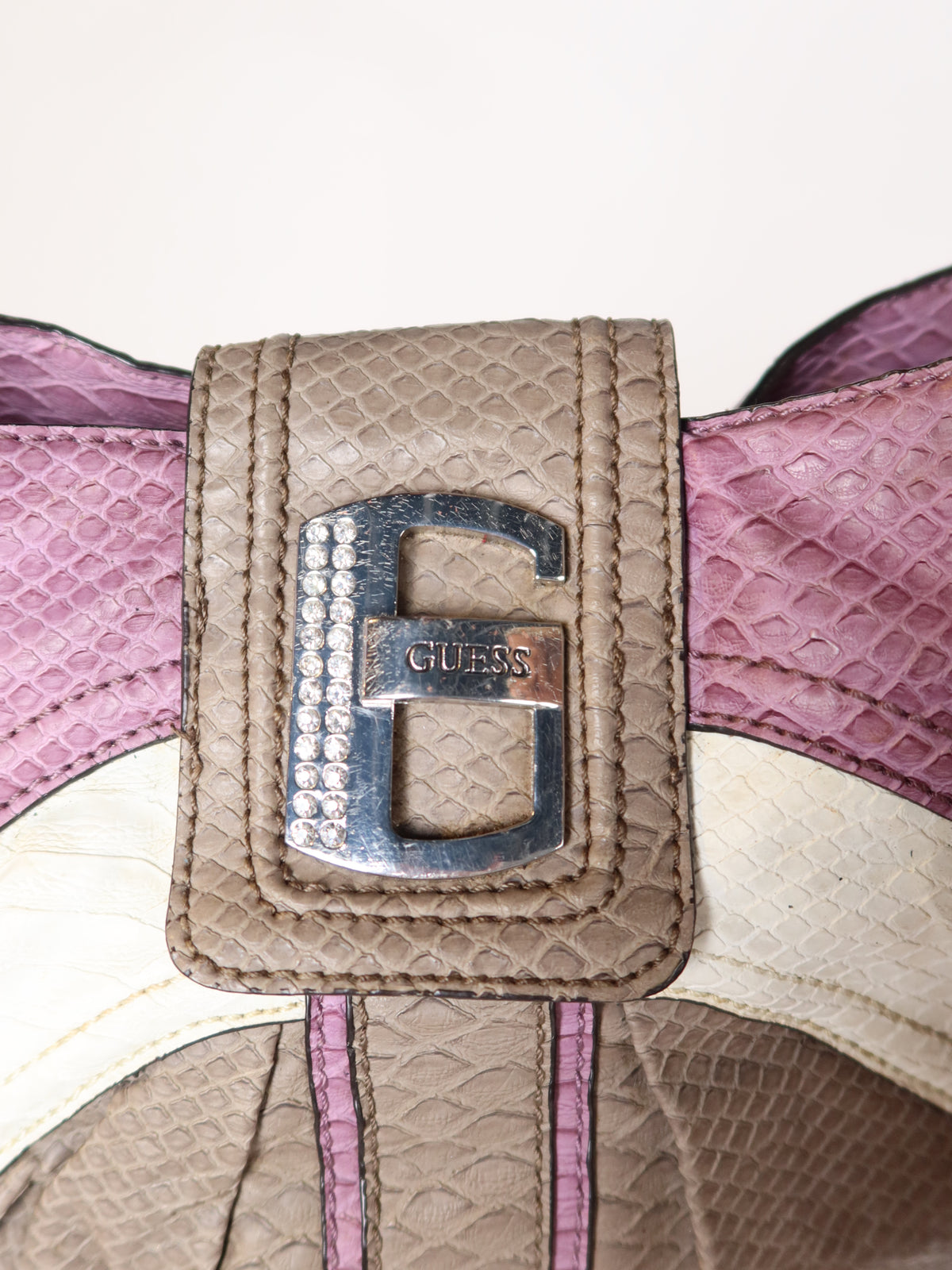 Guess Purple Snake Patchwork Bag