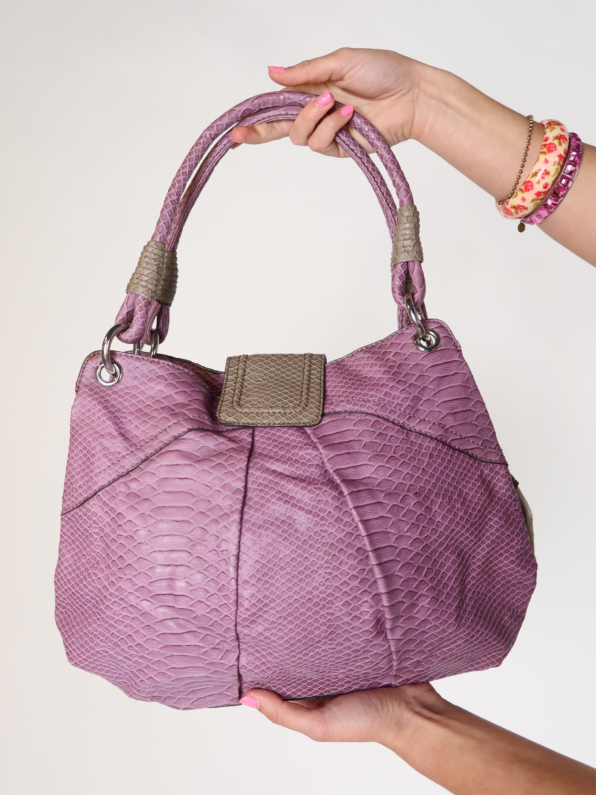 Guess Purple Snake Patchwork Bag