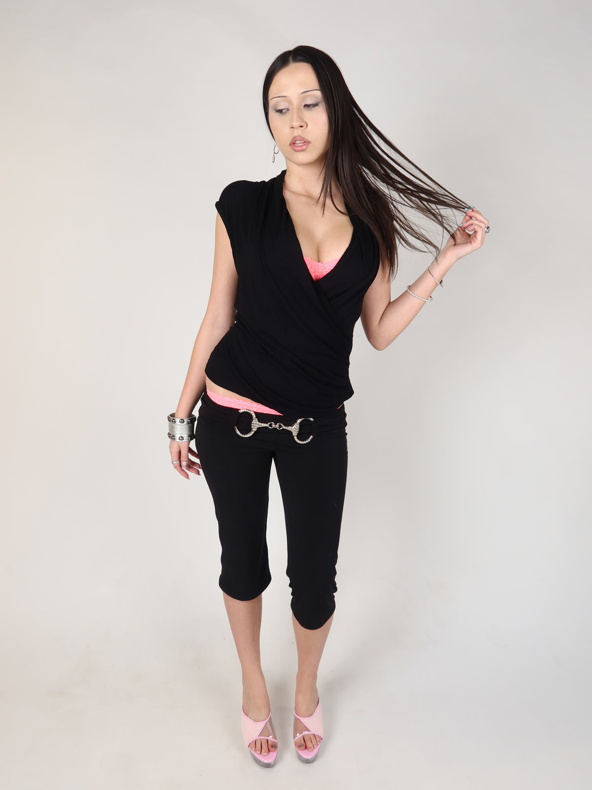 Black Cowl Wrap Top S/M