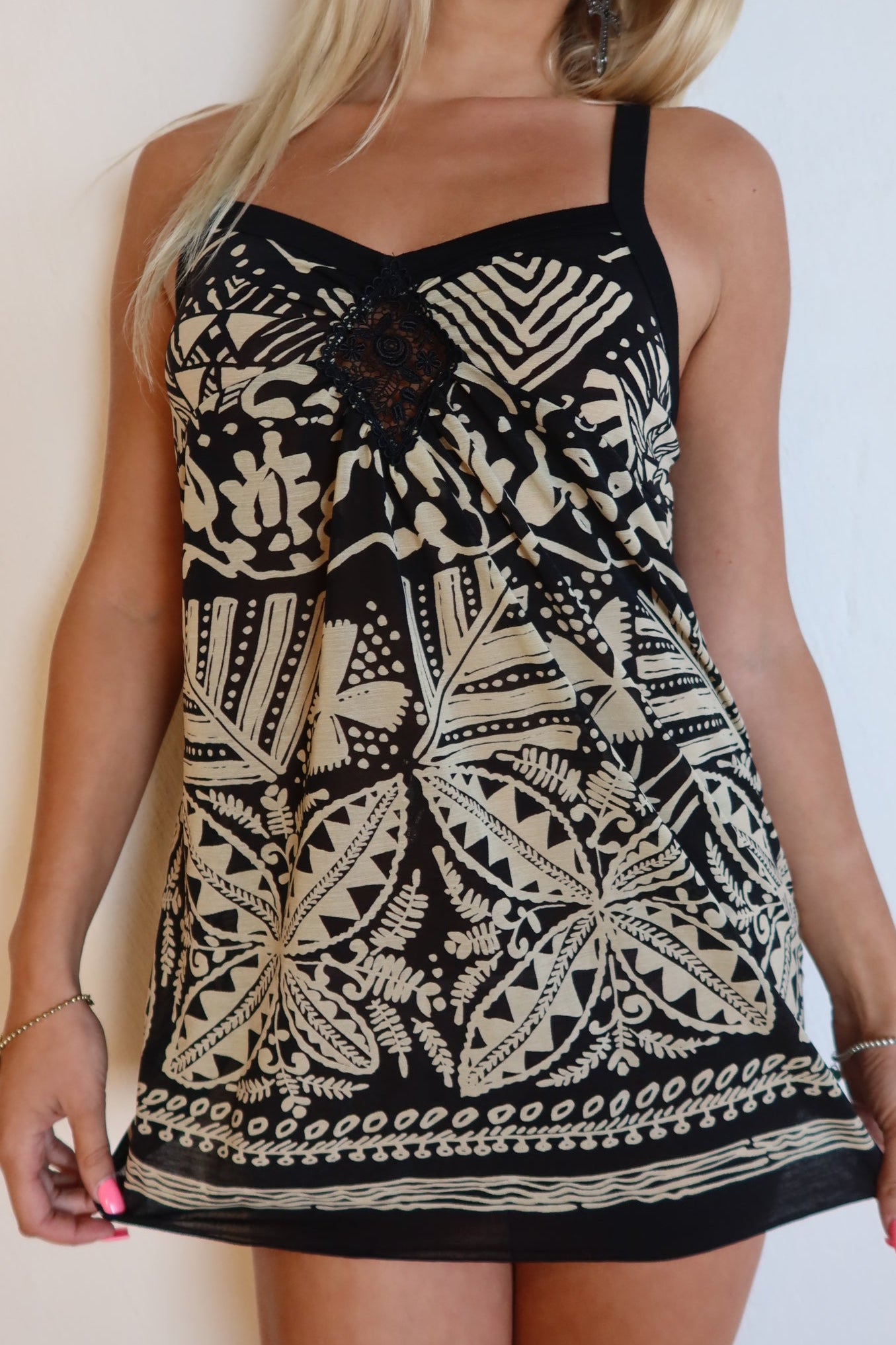 Y2K Boho Mini Dress XS