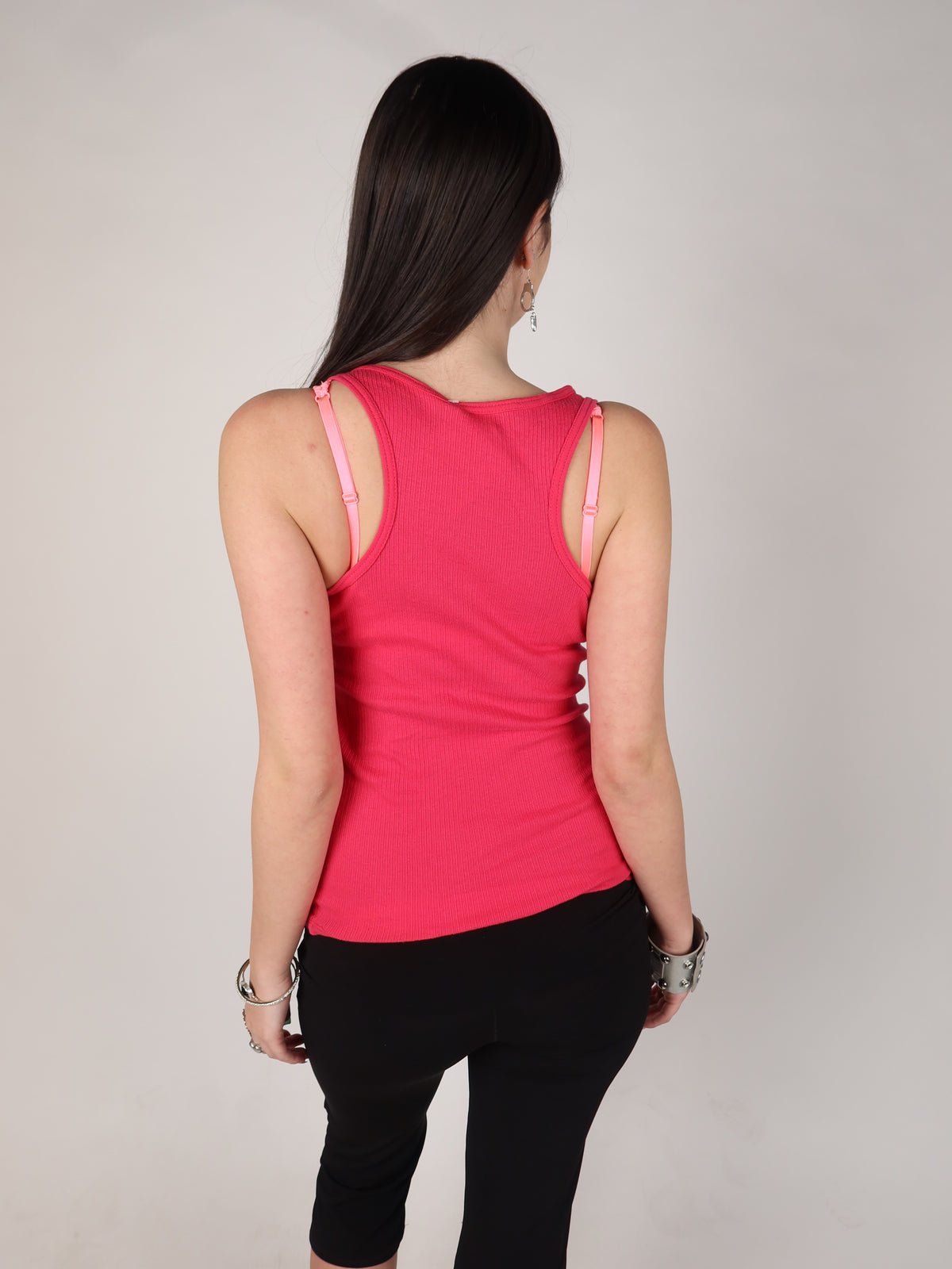 Pink Ribbed Tattoo Tank S/M
