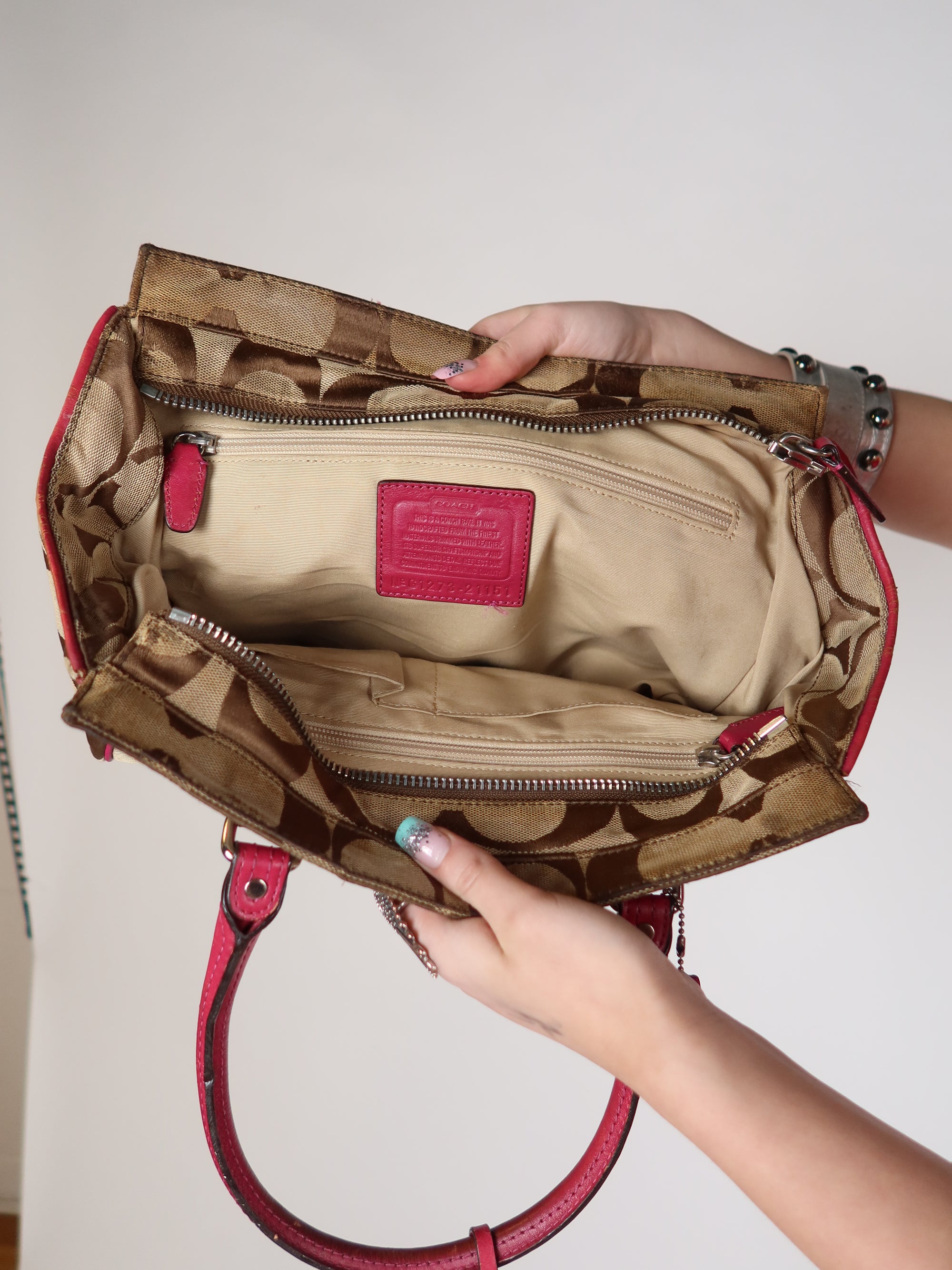 Coach Signature Pink Trim Bag