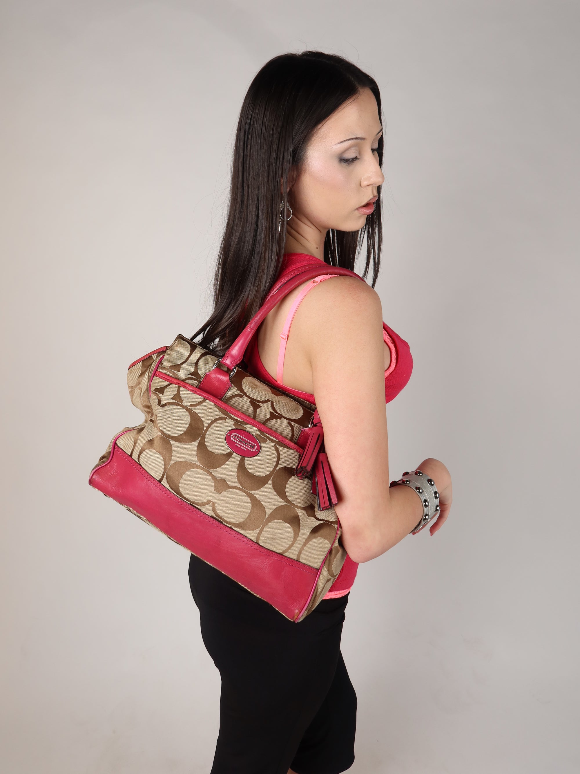 Coach Signature Pink Trim Bag