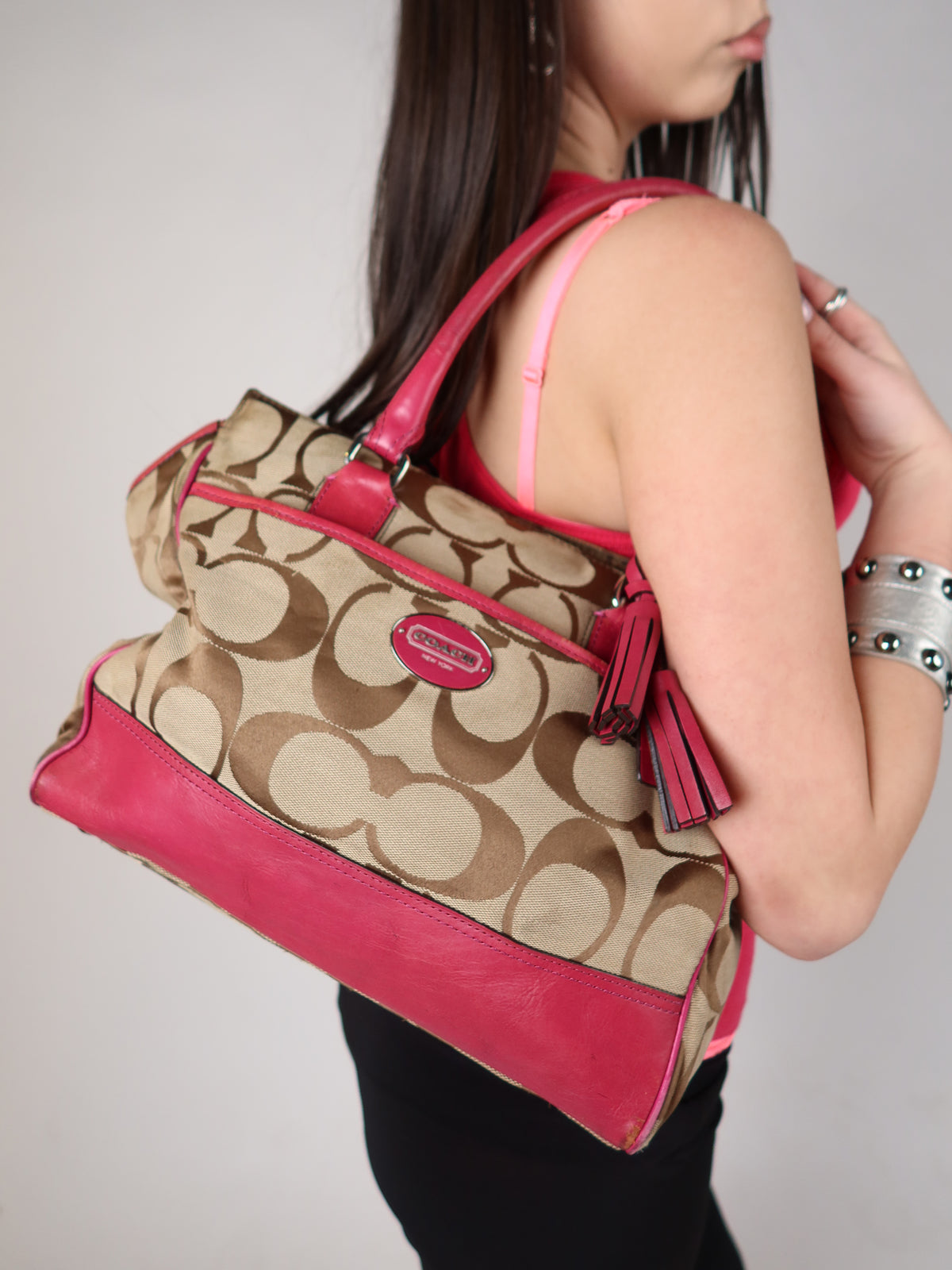 Coach Signature Pink Trim Bag