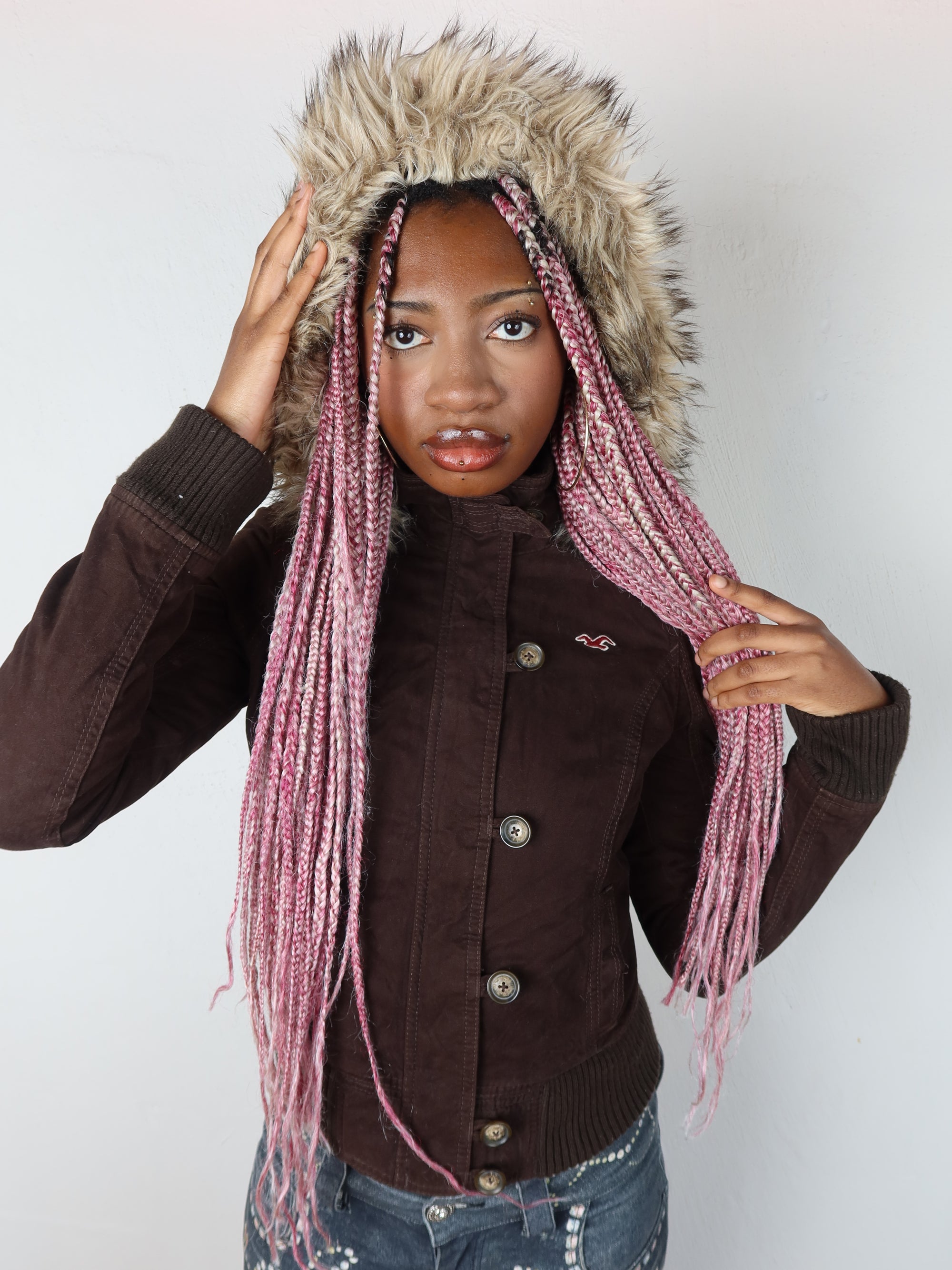 00's Hollister Fur Jacket S