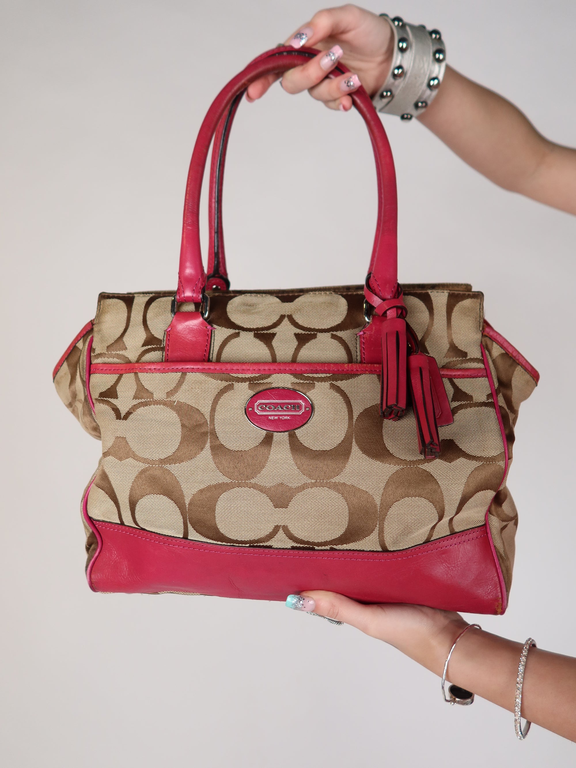 Coach Signature Pink Trim Bag