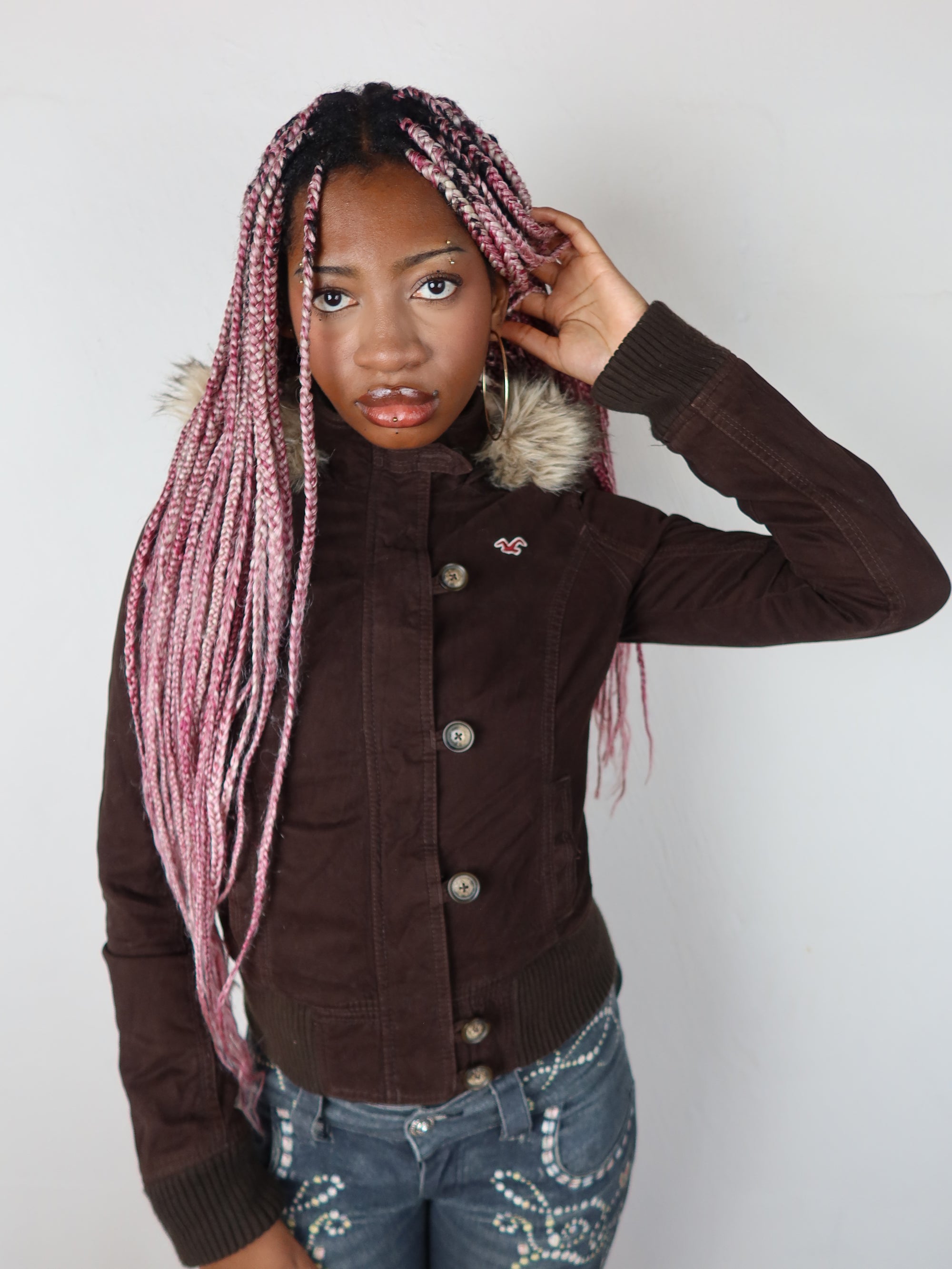 00's Hollister Fur Jacket S