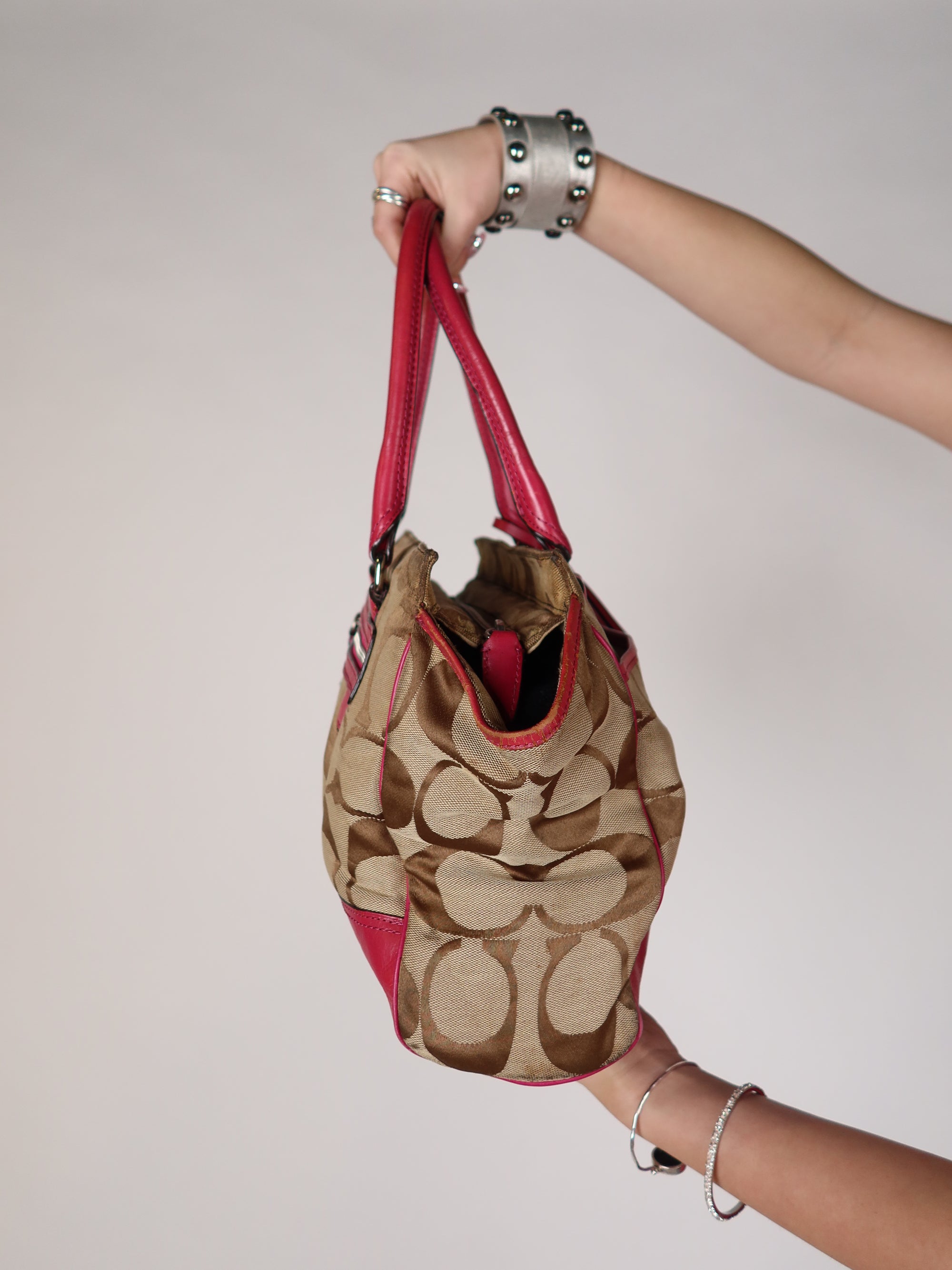 Coach Signature Pink Trim Bag
