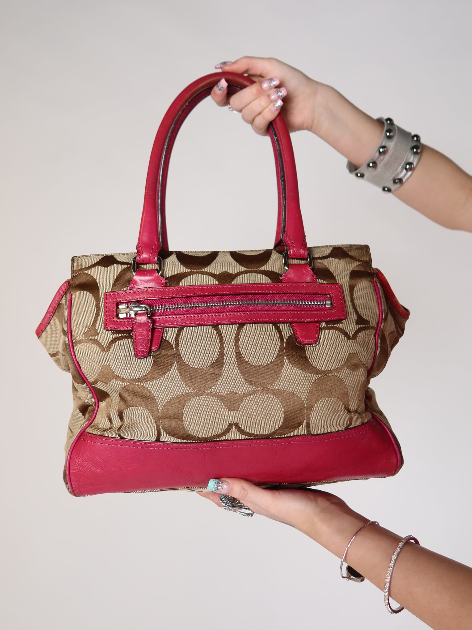 Coach Signature Pink Trim Bag