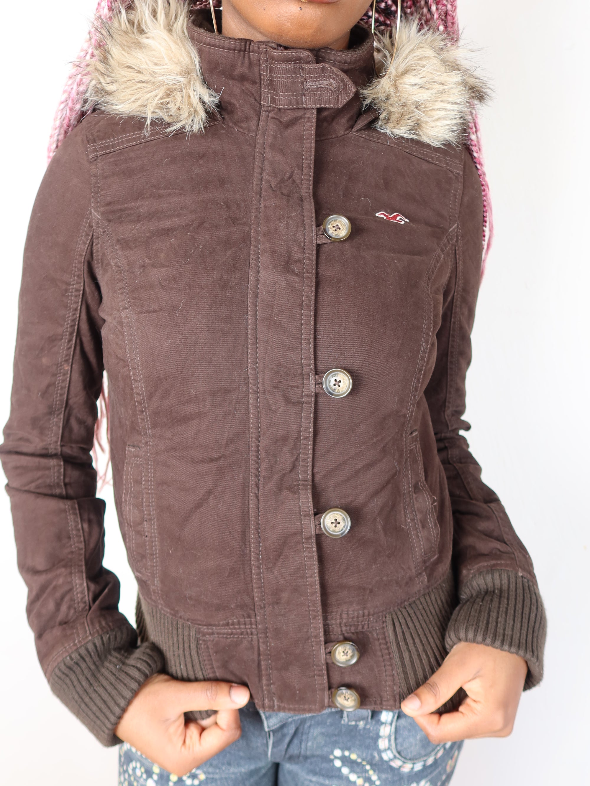 00's Hollister Fur Jacket S