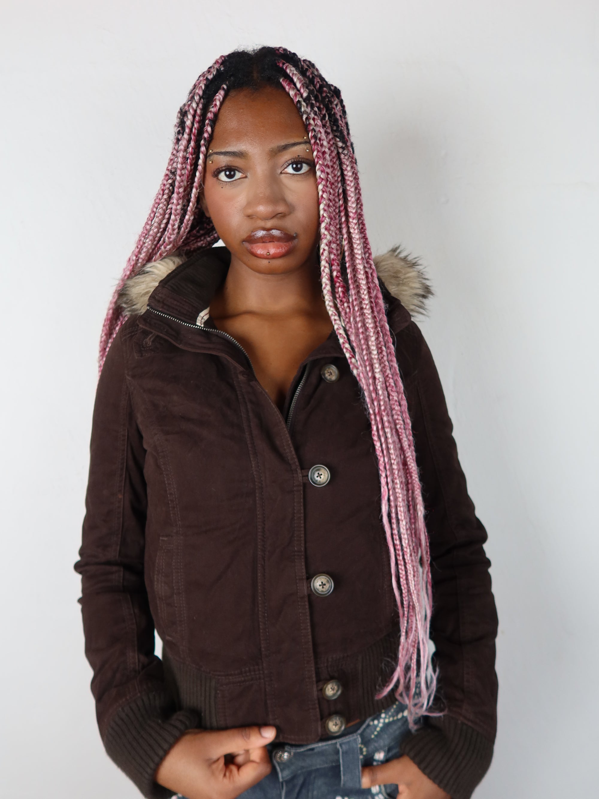 00's Hollister Fur Jacket S