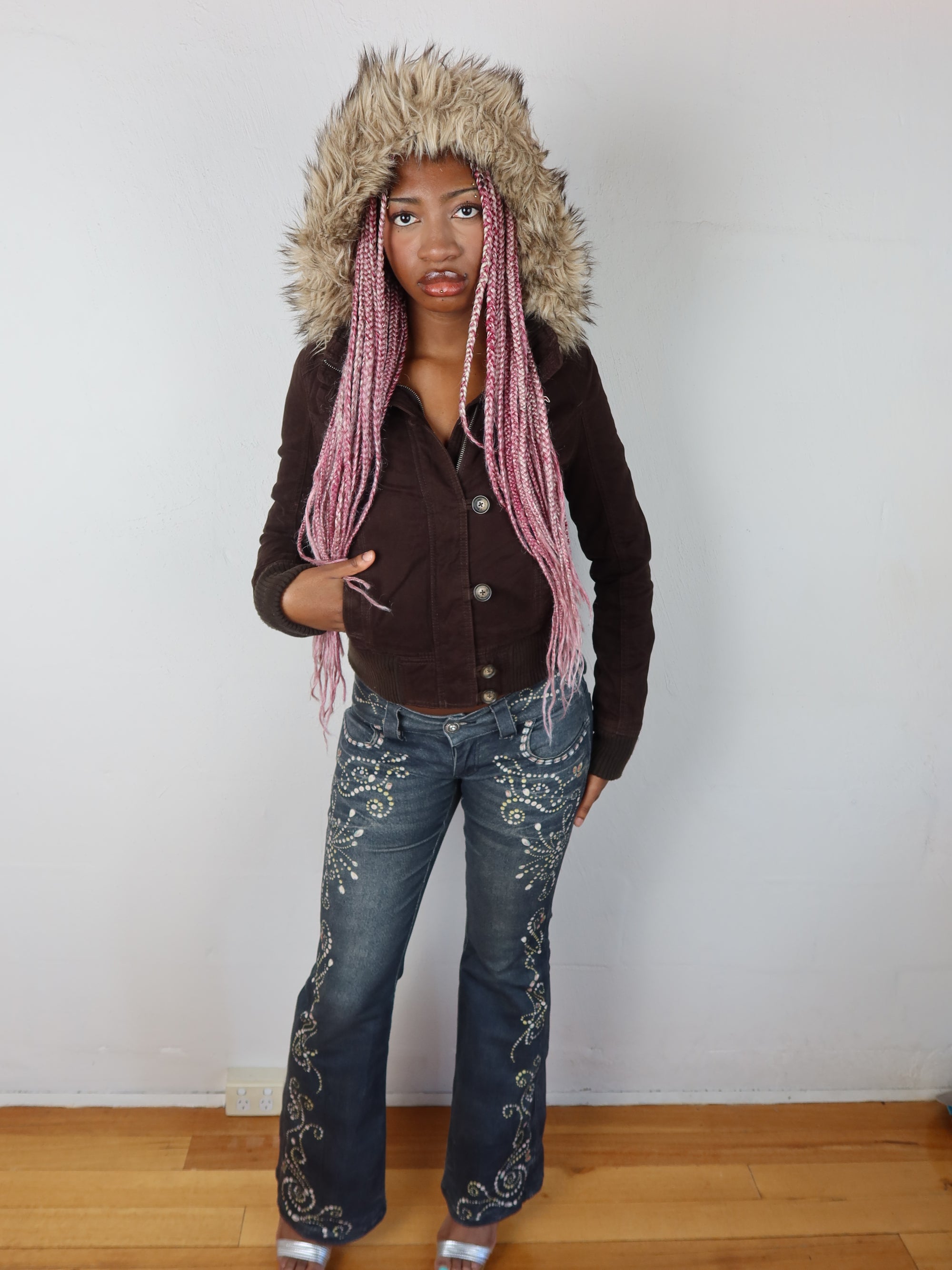 00's Hollister Fur Jacket S