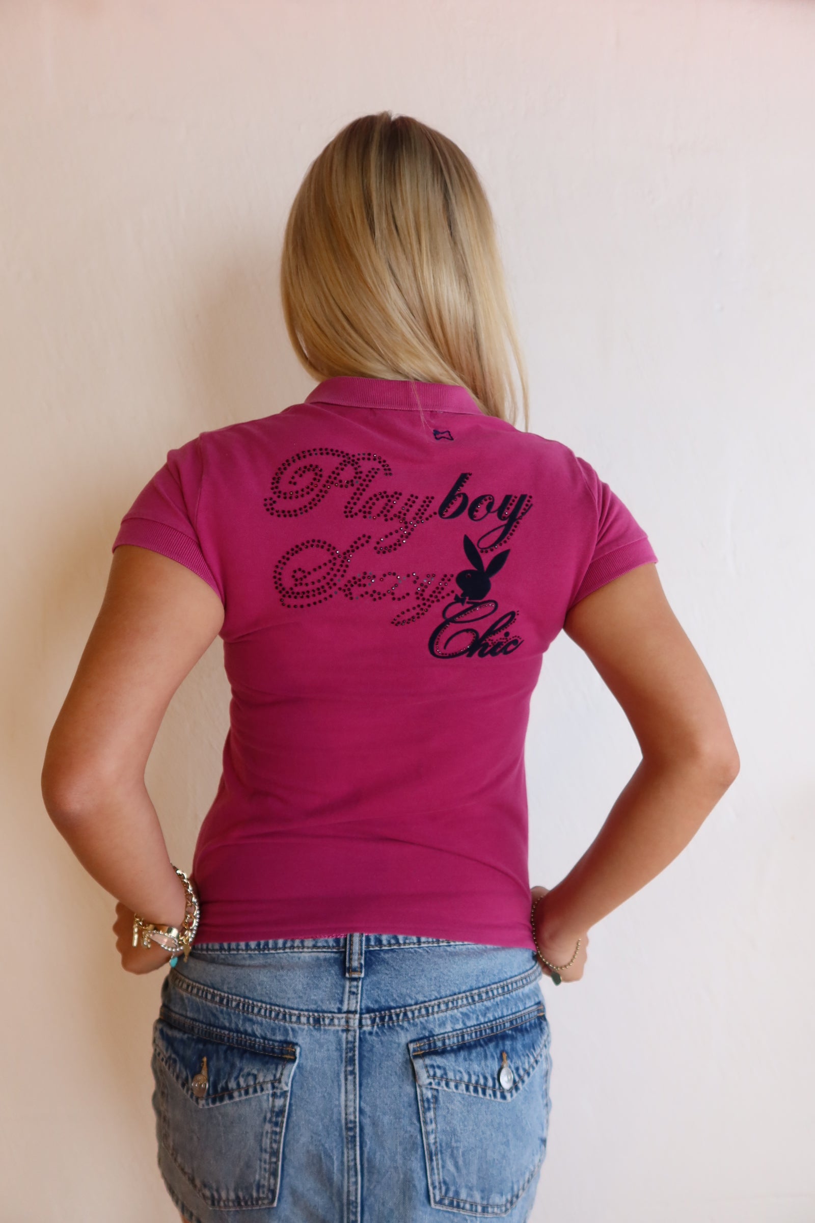Y2K Playboy Embellished Polo S