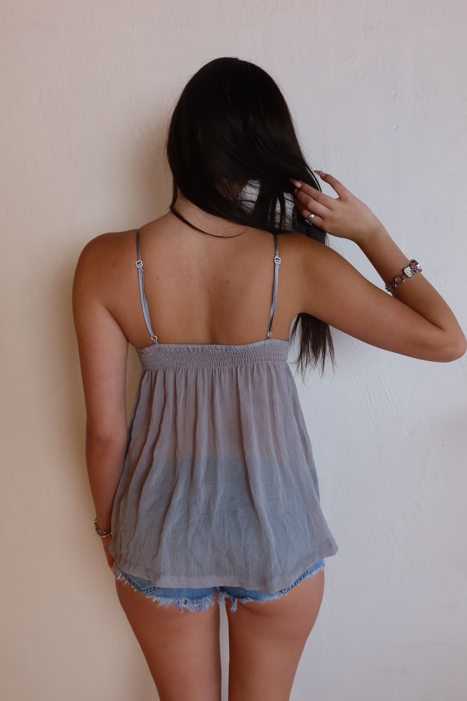 Y2K Silver Cami Top M