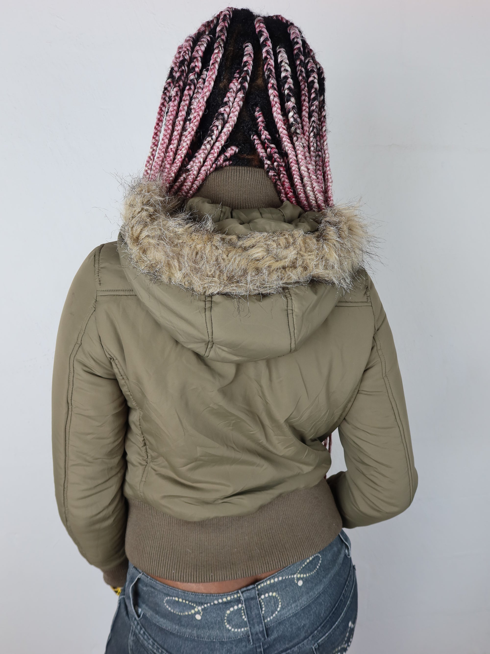 Y2K Khaki Fur Jacket S/M