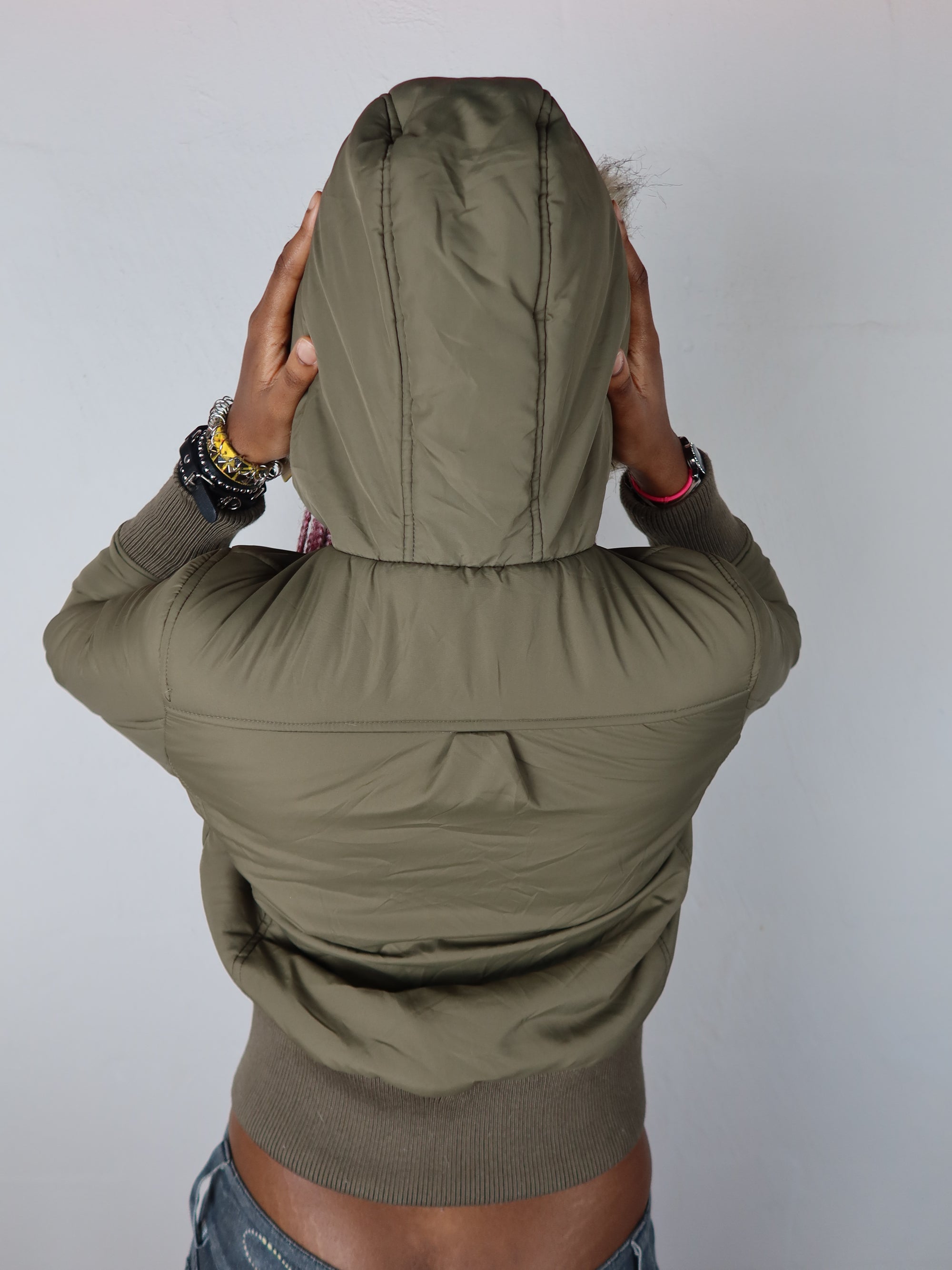 Y2K Khaki Fur Jacket S/M