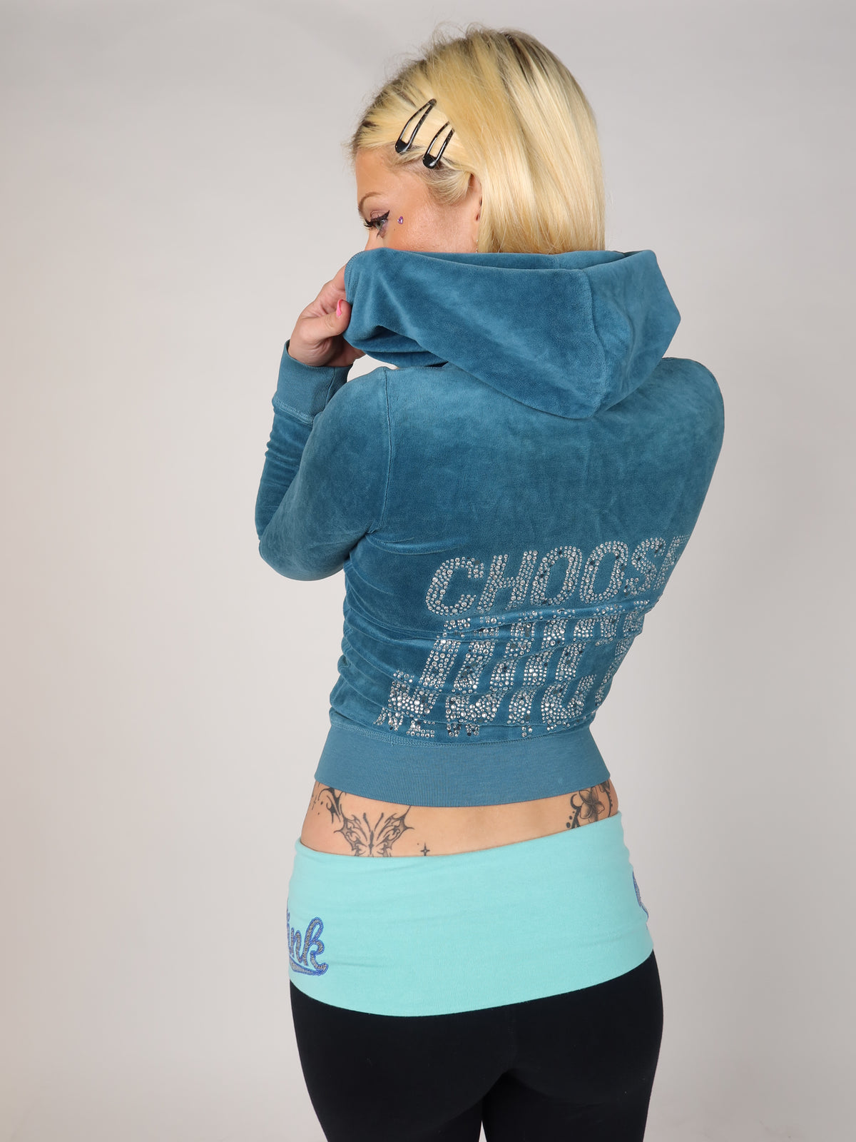 Juicy Teal Velour Hoodie XS/S