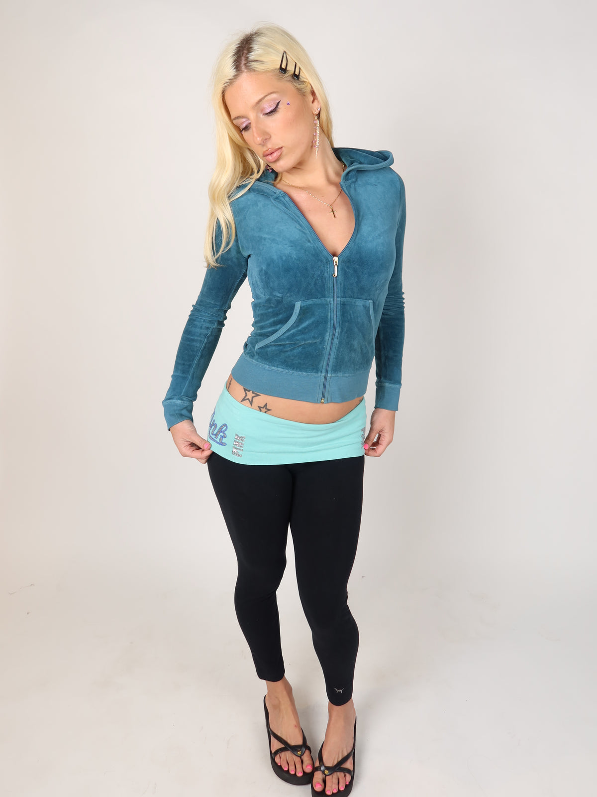VS PINK Aqua Fold-Overs XS/S