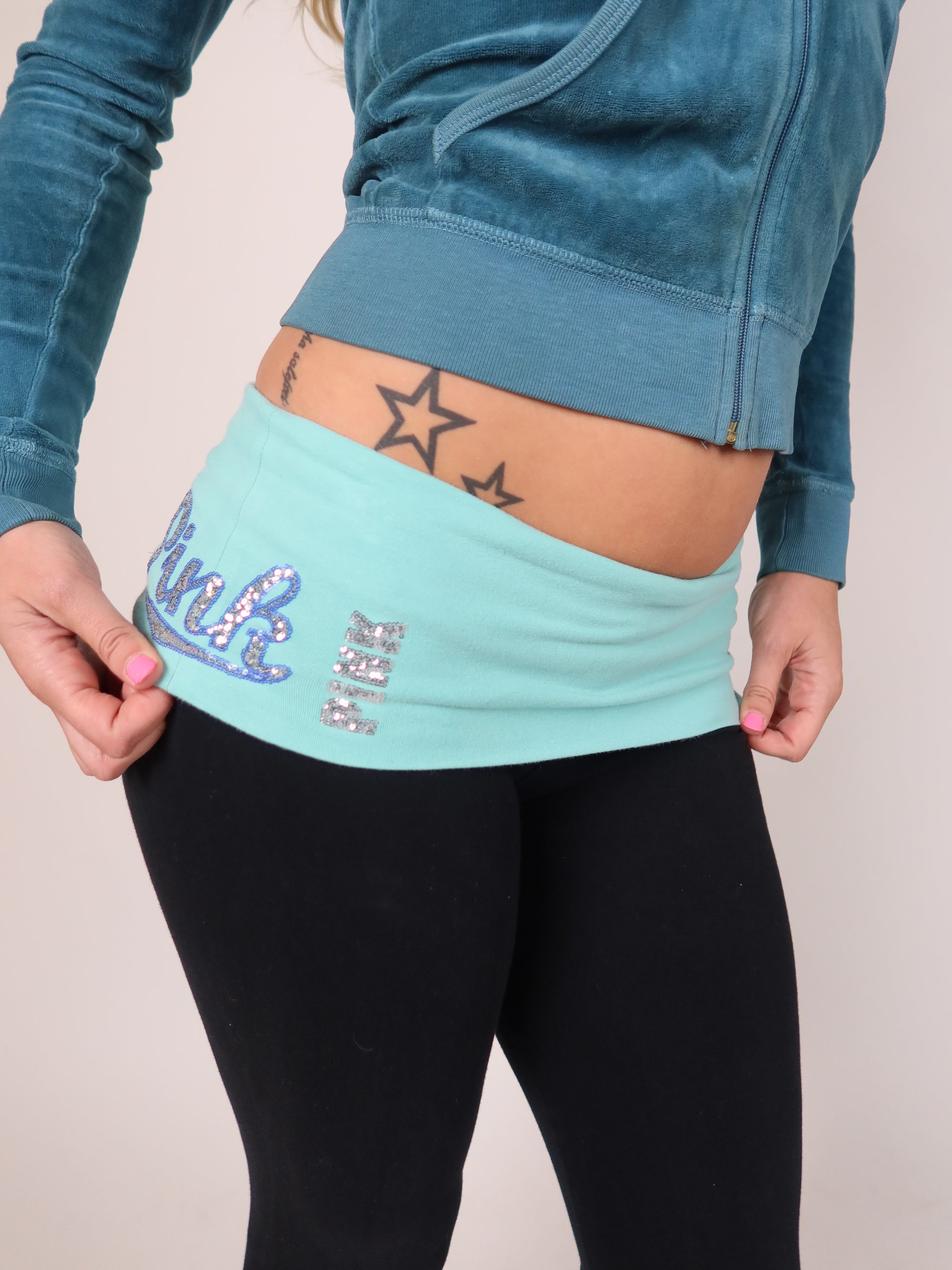 VS PINK Aqua Fold-Overs XS/S